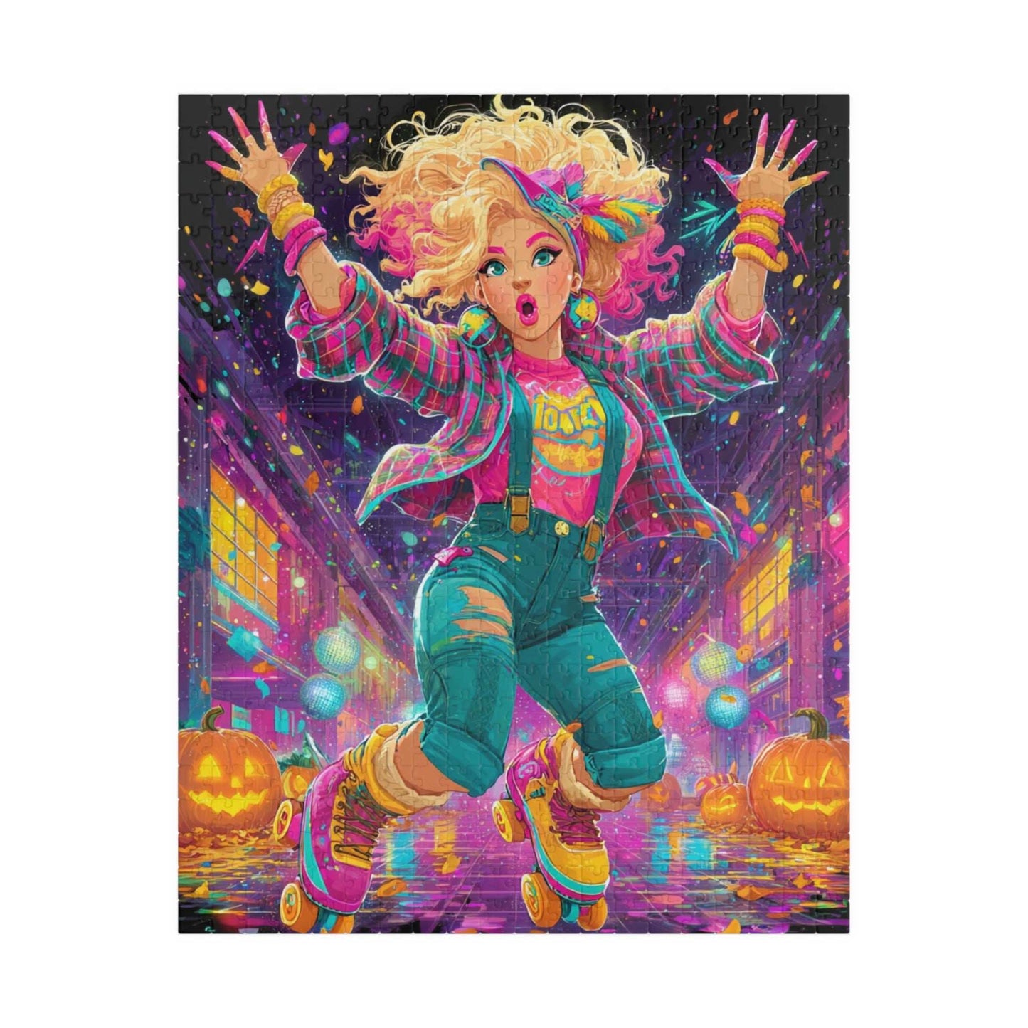 1980s Autumn Cowgirl Jigsaw Puzzle - Neon Skating Rink, Retro Roller Skating Game for Fun Family Nights, Gifts for Adults, Brain Teaser Puzzle The Puzzle Chest