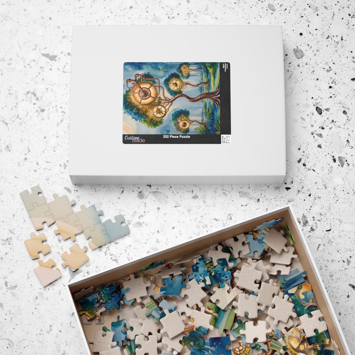 Jigsaw Puzzle - Surreal Landscape with Glowing Gears and Clockwork, Trippy 110, 252, 520, 1014-Piece Puzzle, Unique Gift for Puzzle Lover Puzzle The Puzzle Chest