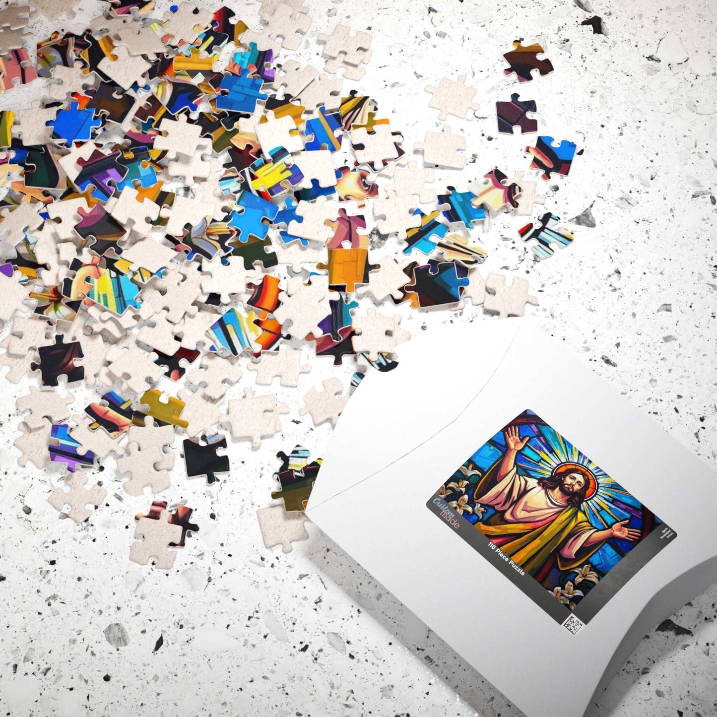 Religious Puzzle Art - Jesus in Stained Glass Style, 110-1014 Piece, Challenging Brain Teaser, Faith-Based Gift for Friends, Family Activity Puzzle The Puzzle Chest