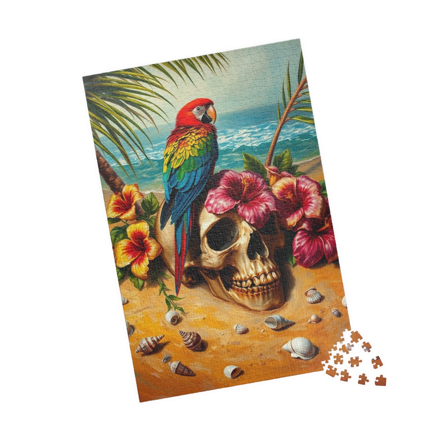 Colorful Parrot Skull Puzzle, Fun Nature Theme Jigsaw Game for Adults, Family Game Night, Beach Lover and Puzzle Enthusiast Holiday Gift Puzzle The Puzzle Chest