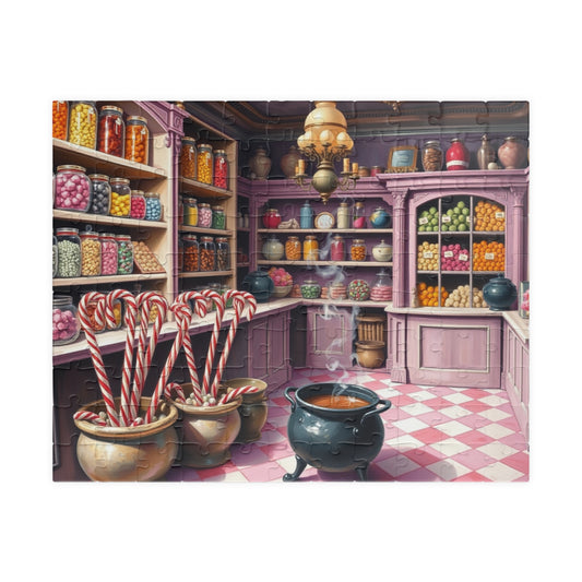 Candy Shop Puzzle, Colorful Vintage Sweet Treats Jigsaw Game, Festive Home Decor, Family Activity, Holiday Fun, Cozy Nights 110 pcs (Horizontal) Puzzle The Puzzle Chest