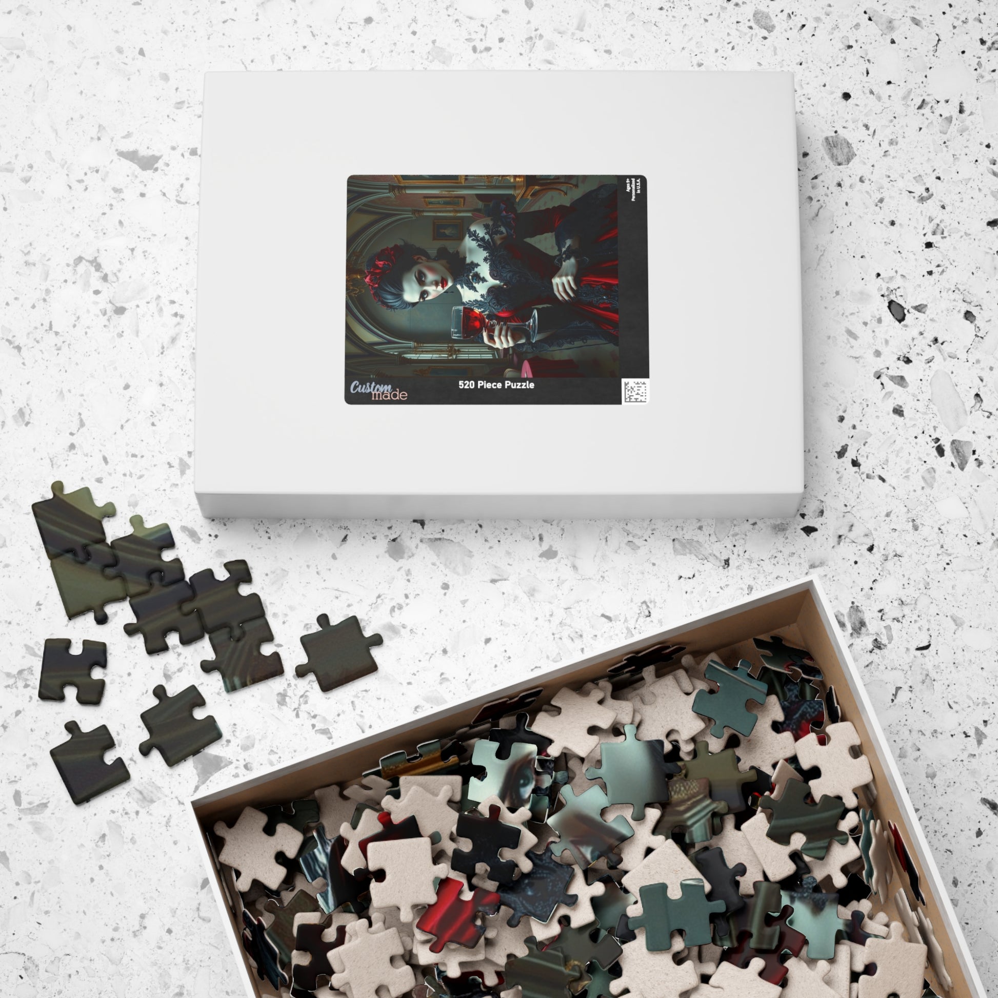 Gothic Vampire Countess Jigsaw Puzzle, Victorian Lady in a Candlelit Castle Ballroom, Dark Fantasy Haunted Mansion Theme, Horror Lover Gift Puzzle The Puzzle Chest