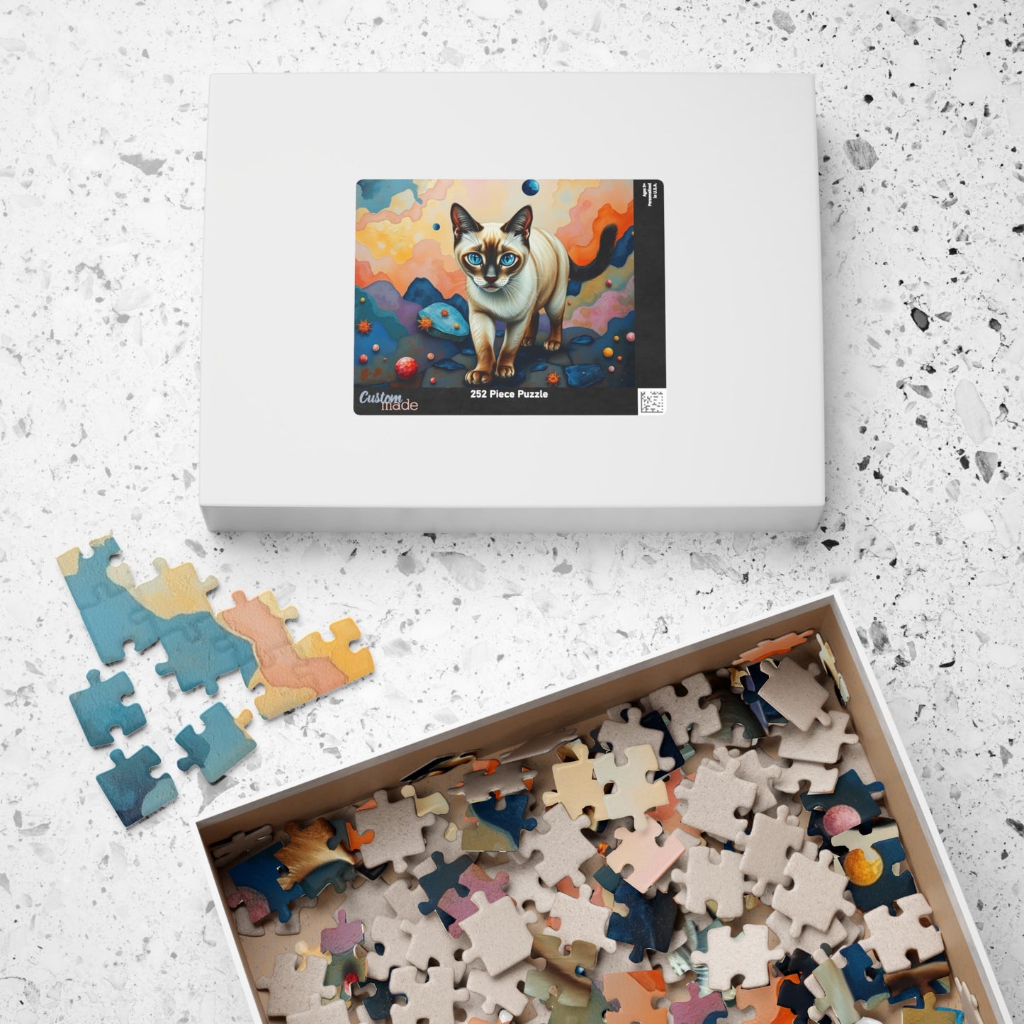 Jigsaw Puzzle, Siamese Cat with Blue Eyes in Dreamlike Landscape, 110 252 520 1014-Piece, Stress Relief, Animal Lover, Family Activity, Gift Puzzle The Puzzle Chest