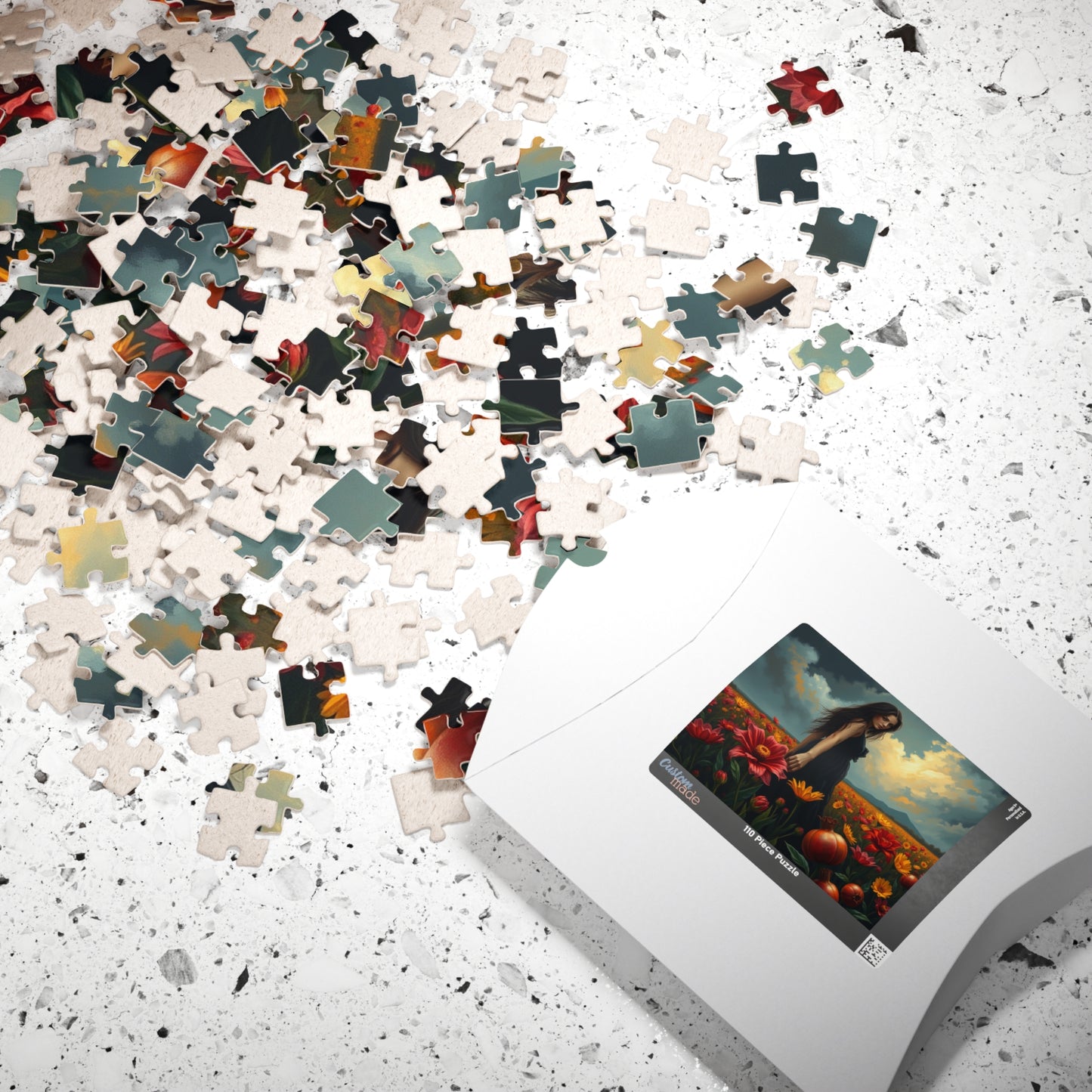 Gothic Floral Jigsaw Puzzle, Lone Figure in Flower Field Dark Fantasy Art Puzzle for Adult, Indoor Leisure Activity, Gift for Family Friends Puzzle The Puzzle Chest