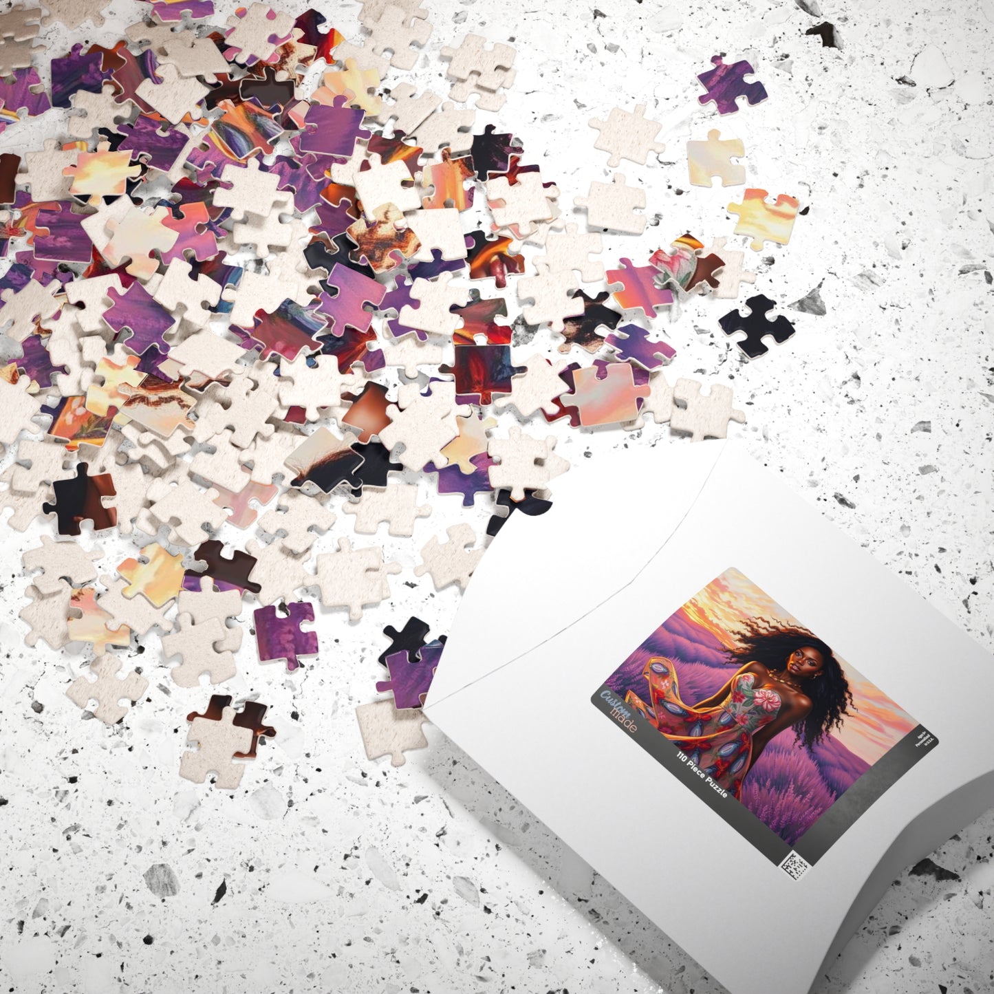 Floral Black Woman Art Puzzle - Lavender Field Jigsaw Game, Gift for Flower Lover, Home Entertainment, Family Fun, Art Enthusiast Puzzle The Puzzle Chest