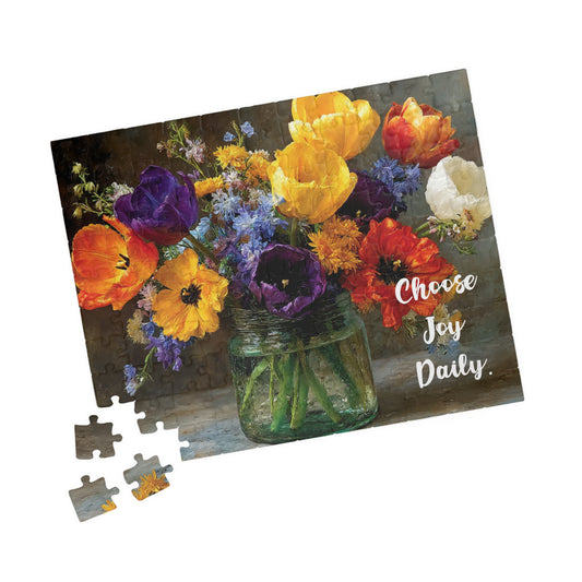 Choose Joy – Radiant Moments Jigsaw Puzzle, Floral Design with Inspirational Quote, Thoughtful Gift for Flower Lover 110 pcs (Horizontal) Puzzle The Puzzle Chest