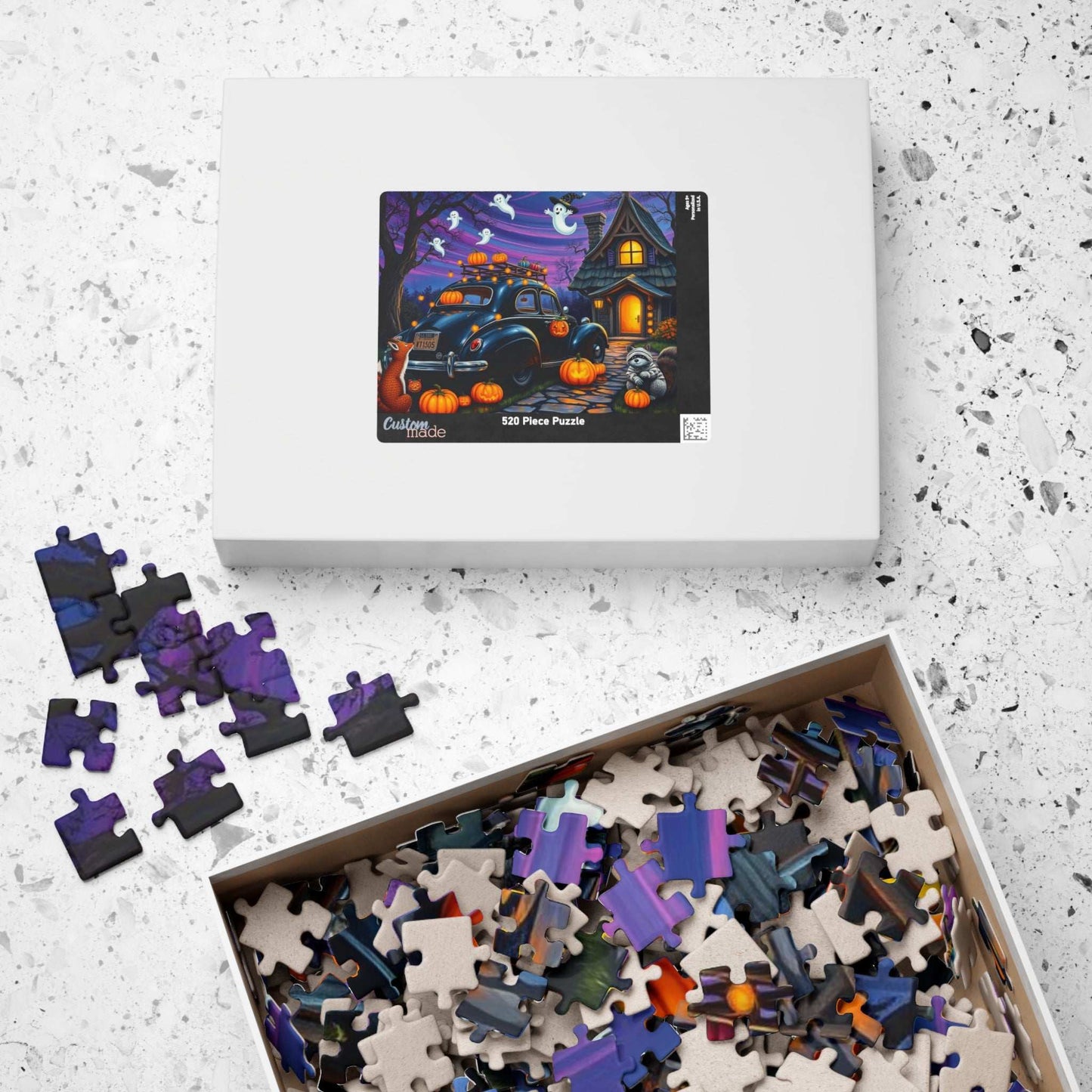 Moonlit Pumpkin Ride Jigsaw Puzzle - Halloween Theme, Spooky Fall Solo or Family Game with Ghosts and Pumpkins, Holiday Gift for Friends Puzzle The Puzzle Chest