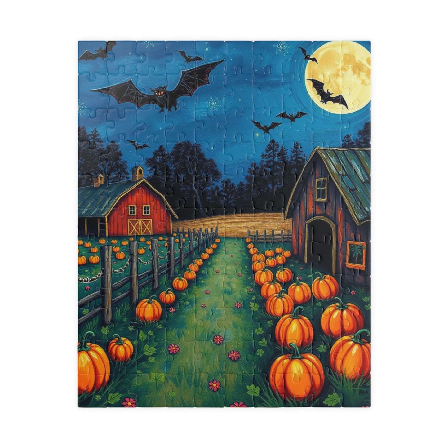 Haunted Pumpkin Patch Festive Halloween Jigsaw Puzzle, Ideal for Family Fun, Autumn Nights, Gift for Puzzle Lover, Cozy Home Activity 110 pcs (Vertical) Puzzle The Puzzle Chest