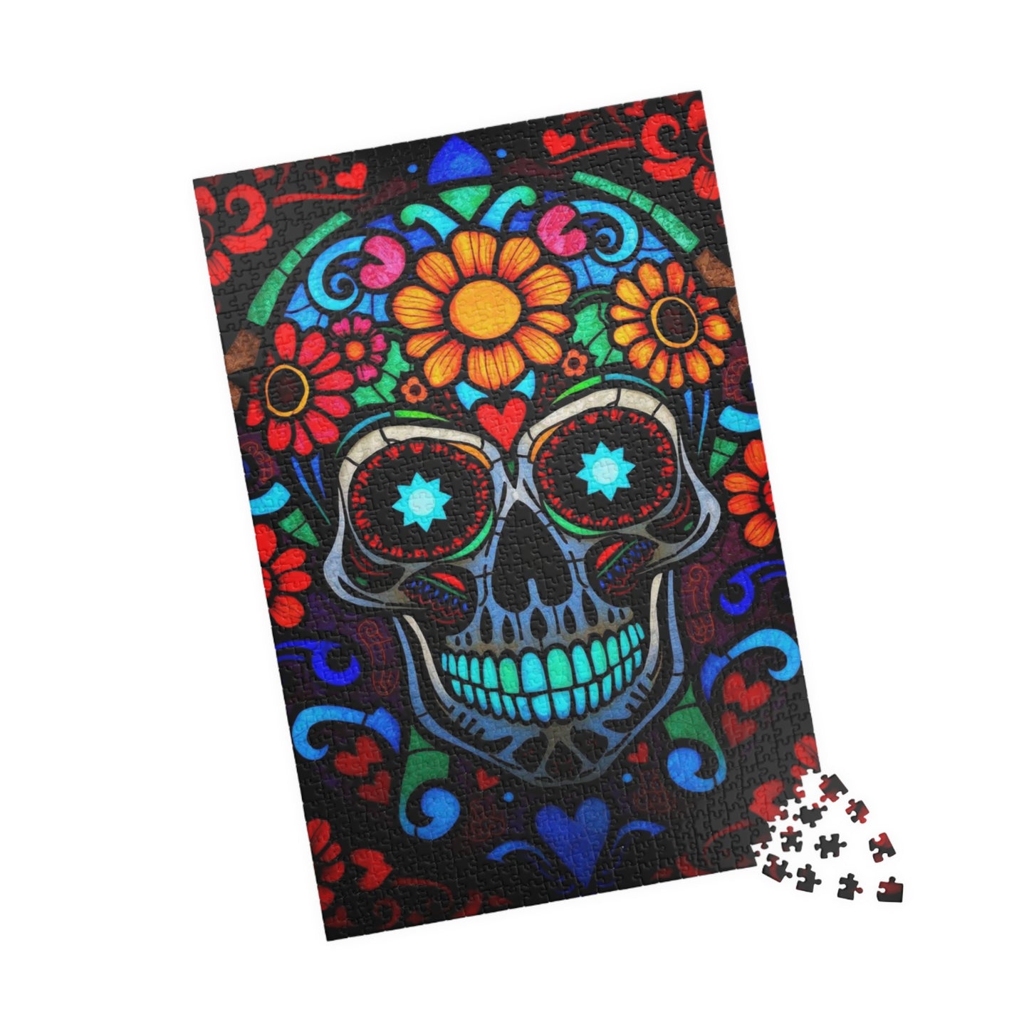 Vibrant Sugar Skull Puzzle - 110/252/520/1014 Pieces, Great Gift for Adults, Day of the Dead Decor, Fun Family Activity, Brain Teaser
