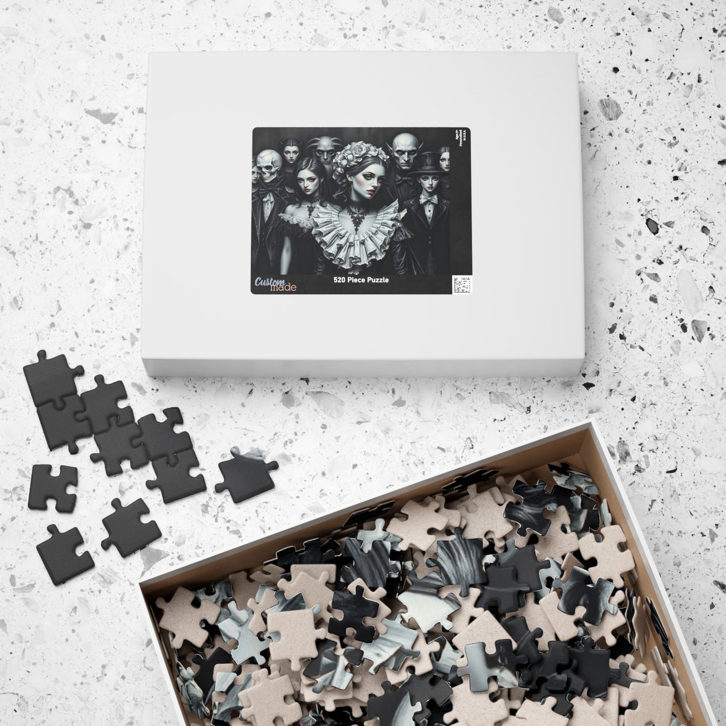 Elegant Gothic Art Puzzle - Enchanting 110/252/520/1014-piece Mystical Collectible, Halloween Gift for Art Lovers, Mindfulness Activity The Puzzle Chest