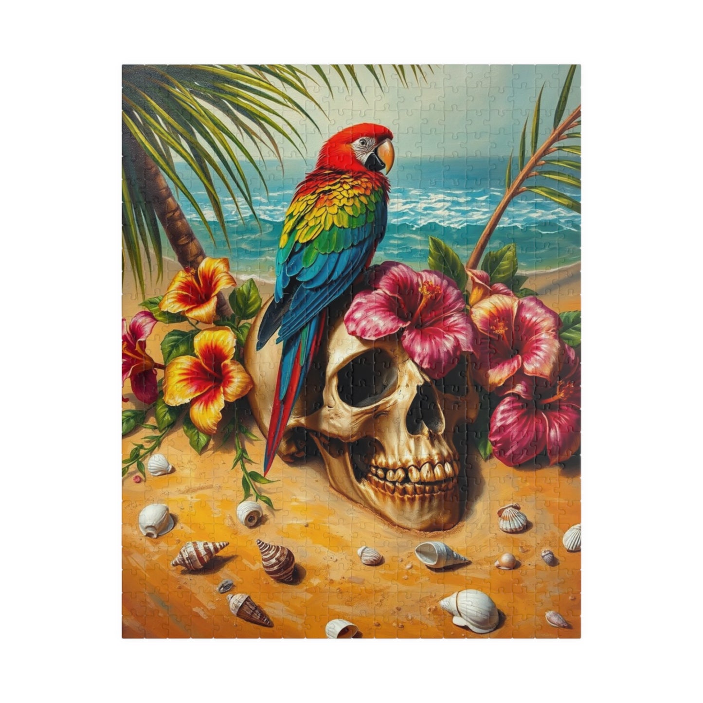 Colorful Parrot Skull Puzzle, Fun Nature Theme Jigsaw Game for Adults, Family Game Night, Beach Lover and Puzzle Enthusiast Holiday Gift 520 pcs (Vertical) Puzzle The Puzzle Chest