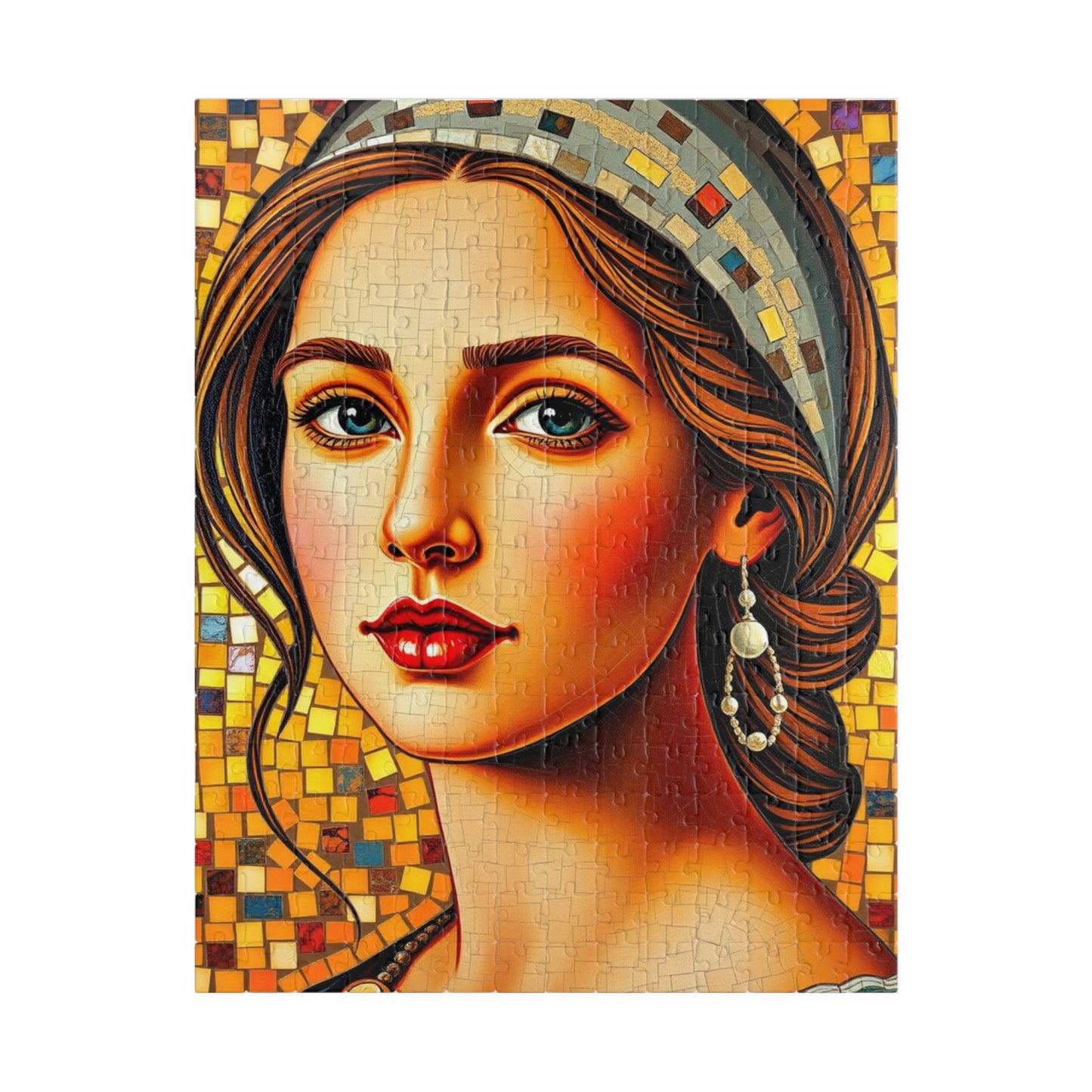Mosaic Portrait Renaissance Woman Puzzle - 110, 252, 520, 1014-piece | Decorative Gift for Art Lover, Family or Solo Fun, Unique Collectible 252 pcs (Vertical) Puzzle The Puzzle Chest
