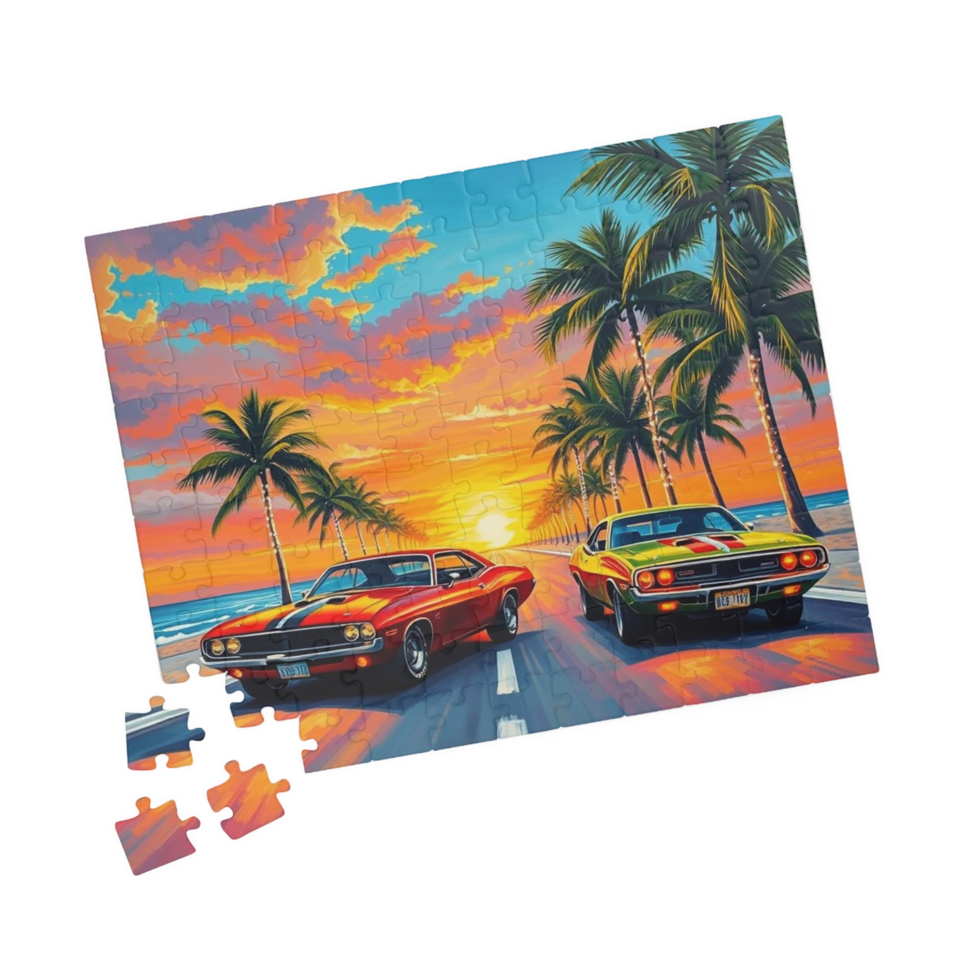 Vintage Car Puzzle - Retro Sunset Vibes, Nostalgic Auto Vehicle Jigsaw Game Puzzle The Puzzle Chest