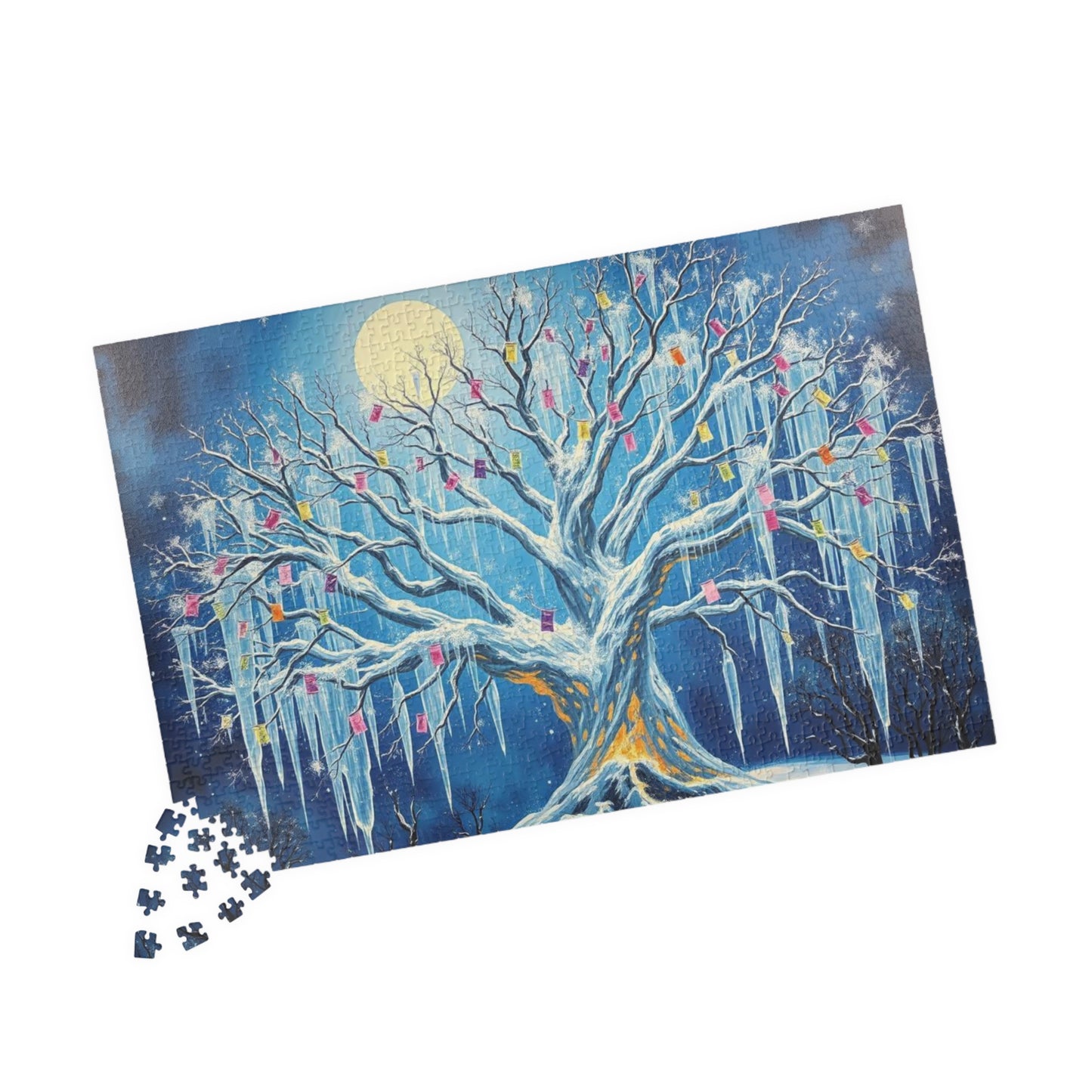 Winter Tree of Wishes Jigsaw Puzzle, 110-1014 Piece Holiday Gift for Friend, Family Activity, Christmas Winter Scene Cozy Home Entertainment