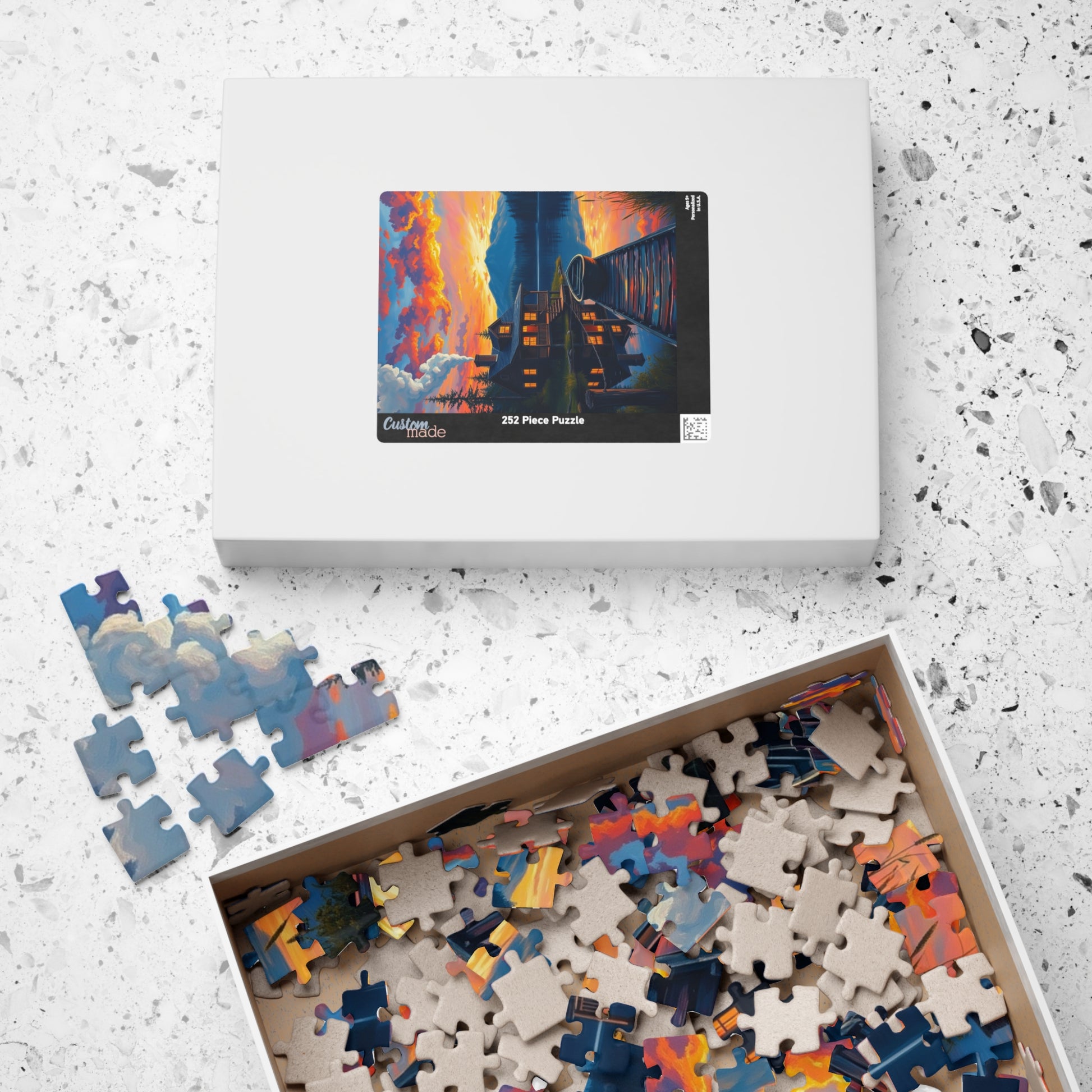 Serene Cabin Sunset Puzzle, Nature Jigsaw for Family Game Night, Gift for Nature Lovers, Cozy Decor Activity, Mindfulness Puzzle The Puzzle Chest
