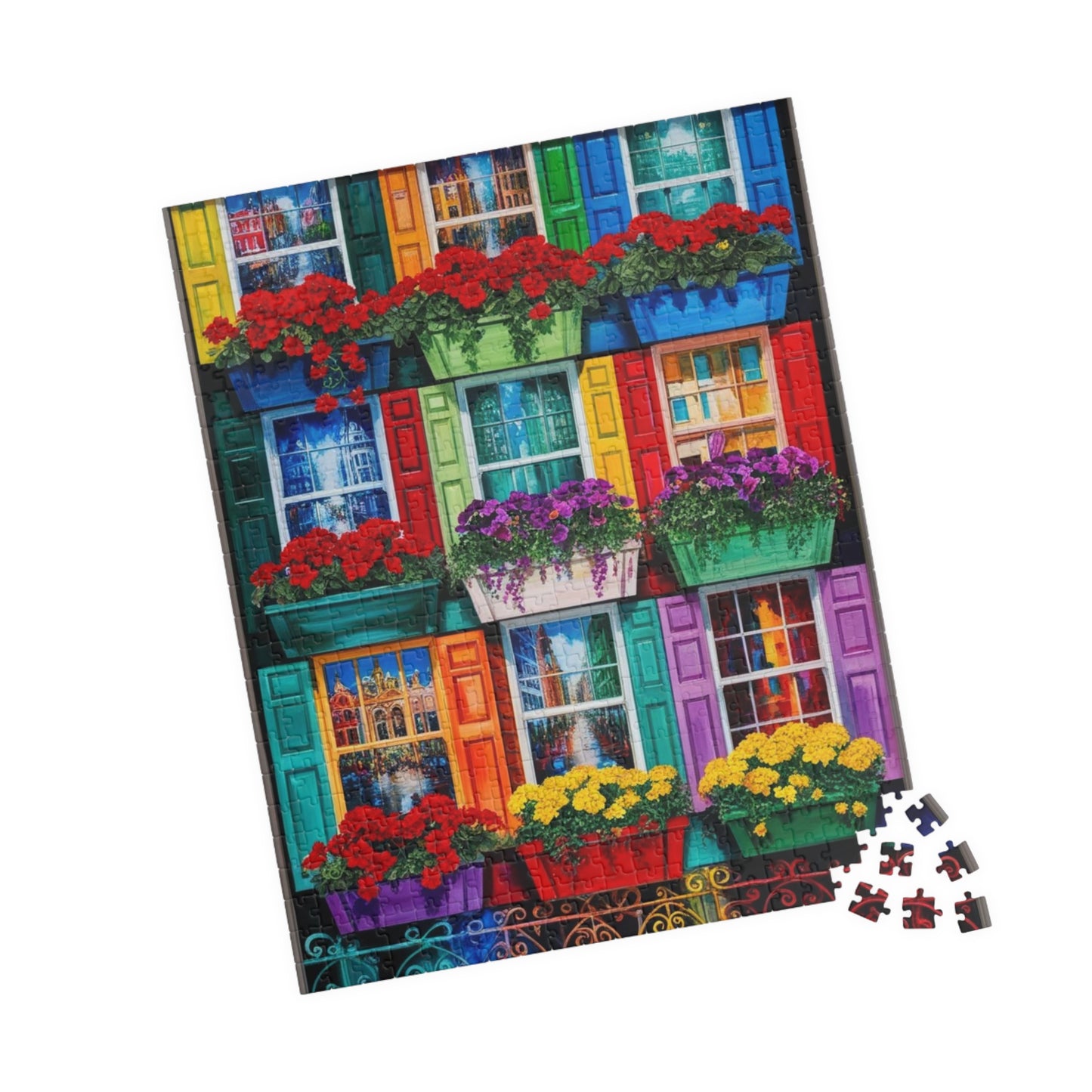 Colorful Flower Window Puzzle, 110/252/520/1014-piece Puzzle, Flower Lover Gift for Friends, Family Game Night, Fun Activity Puzzle The Puzzle Chest