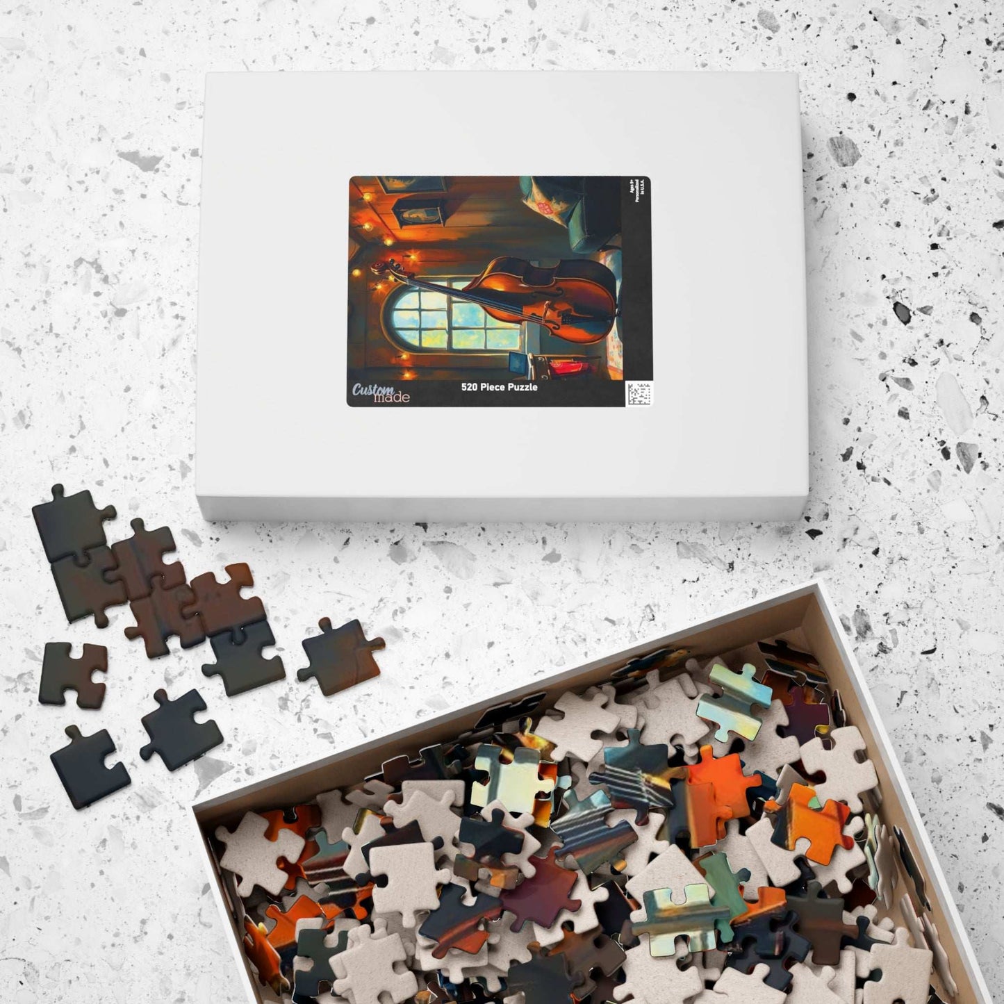 Cello and Tea Time Jigsaw Puzzle - Music Instrument Theme, Musical Puzzle Gift for Musician, Music Lover and Teacher, Birthday or Holiday