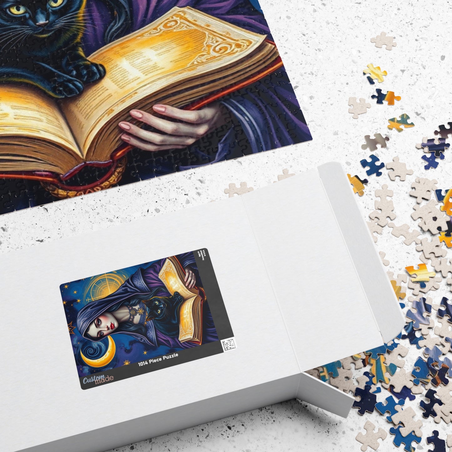 Gothic Tarot Card Puzzle, High Priestess Crescent Moon Swirling Galaxies, 110-1014-piece, Cosmic Celestial Jigsaw Game, Mystical Puzzle The Puzzle Chest