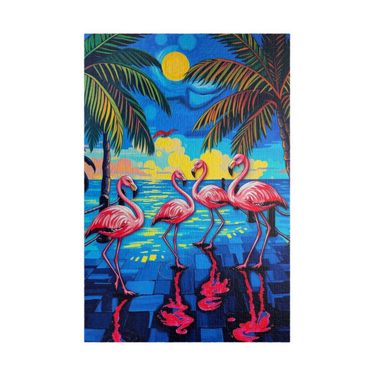 Flamingo Fiesta Jigsaw Puzzle, Tropical Summer Puzzle with Dancing Flamingos, 110-1014 Pieces Beach Scene, Family Game Gift for Puzzle Lover 1014 pcs (Vertical) Puzzle The Puzzle Chest