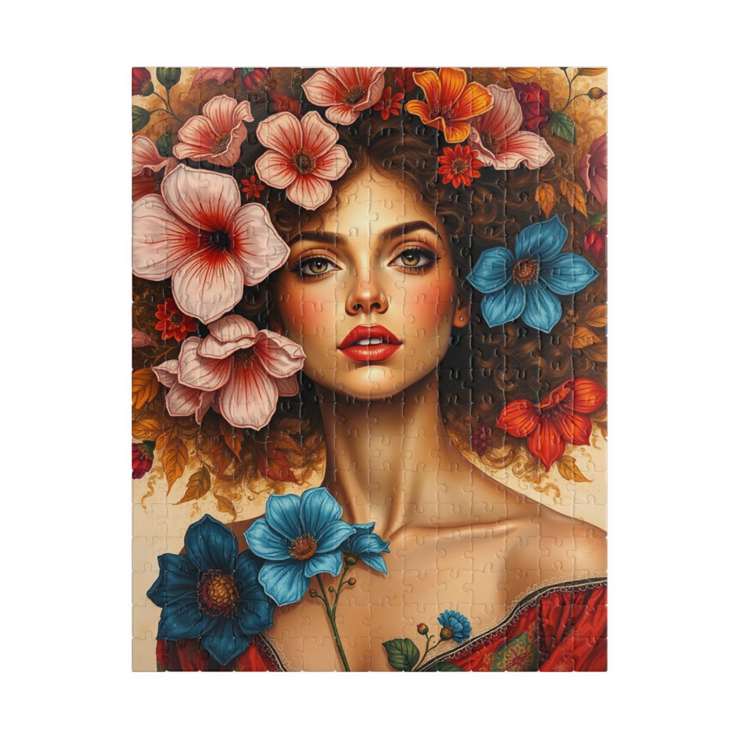 Floral Woman Puzzle, Portrait Art Jigsaw Puzzle for Adults, Unique Gift for Friends, Home Entertainment, Mindfulness Game, Relaxing Activity 252 pcs (Vertical) Puzzle The Puzzle Chest