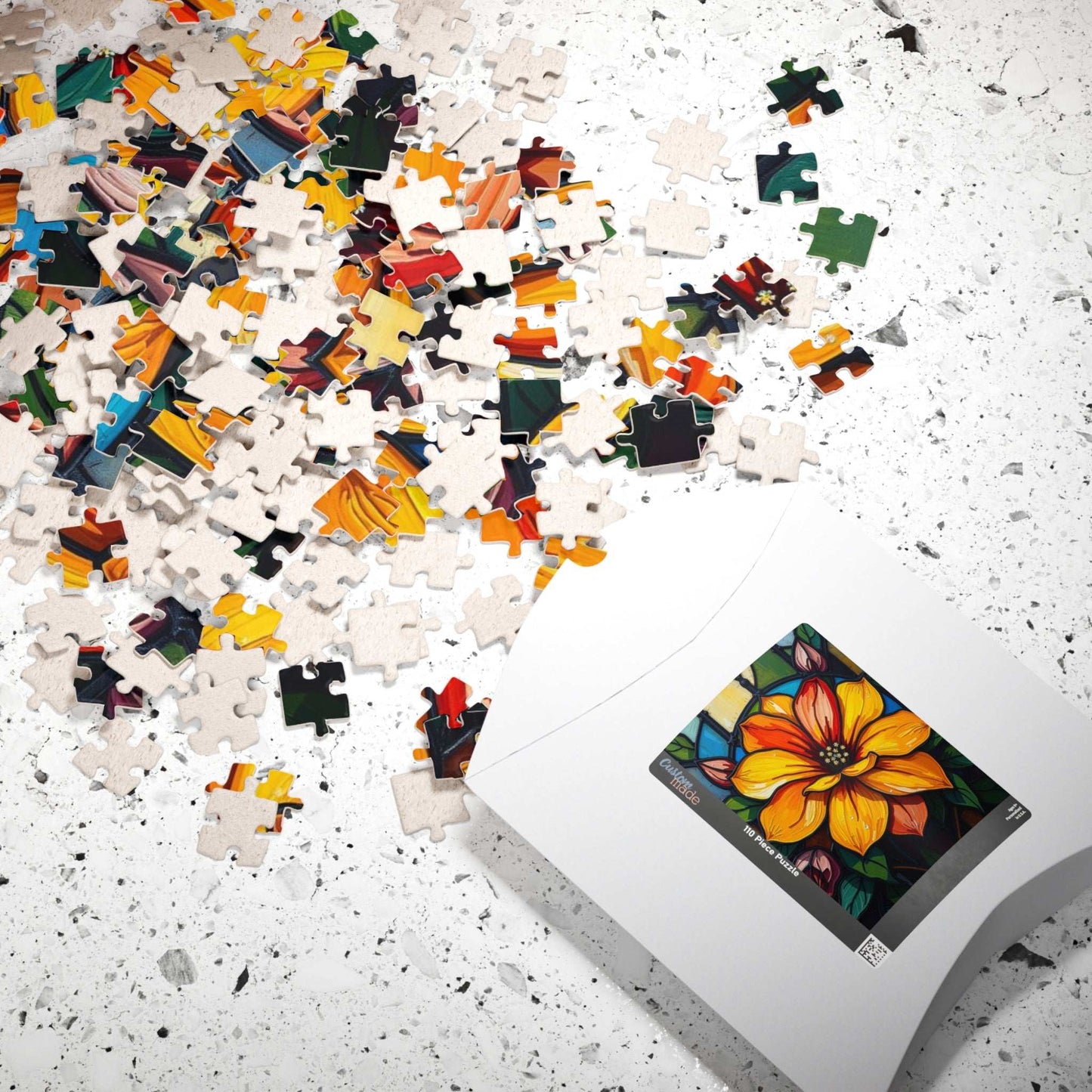 Petals of Light Stained Glass Style Floral Puzzle, 110-520 Piece Jigsaw, Home Décor, Brain Teaser, Gift for Puzzle Lovers, Family Activity Puzzle The Puzzle Chest