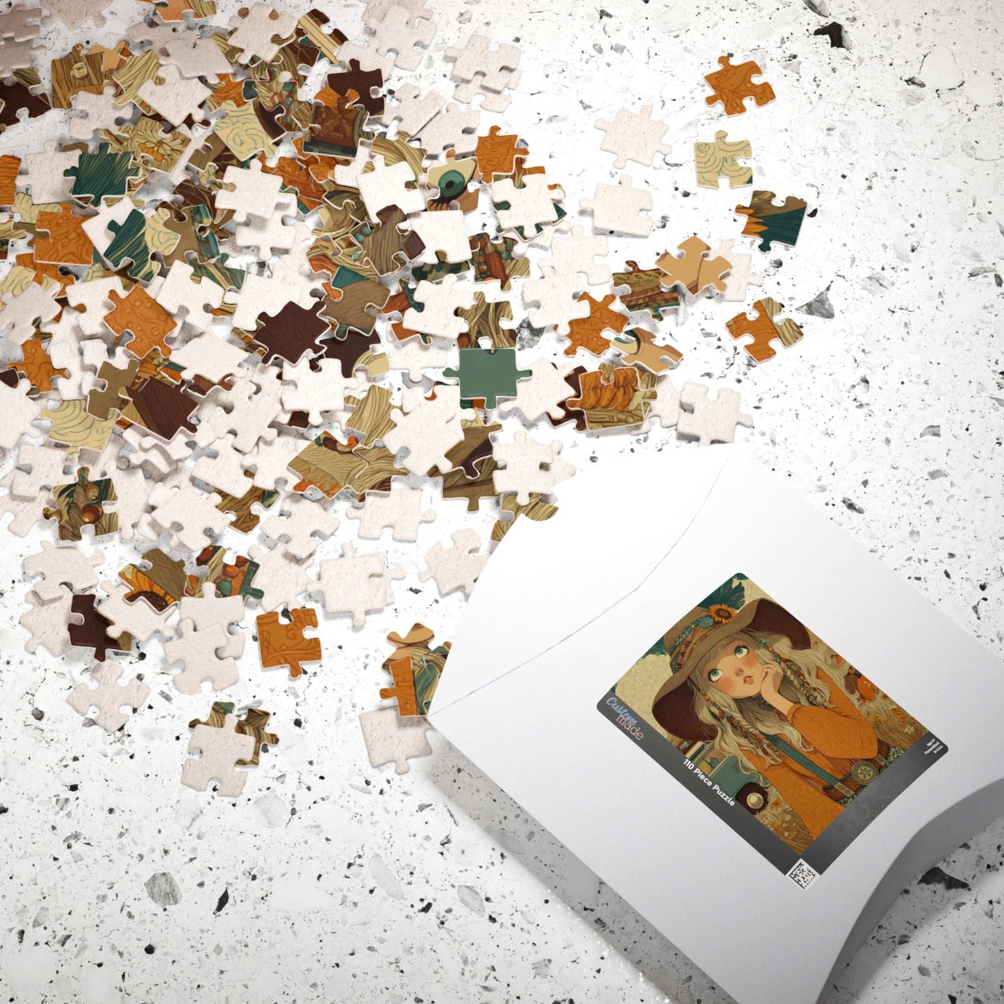 1970s Autumn Cowgirl Jigsaw Puzzle - Boho Meadow, Cartoon-Style Illustration Perfect Gift for Family, Friends, Creative Fun, Home Decor Puzzle The Puzzle Chest