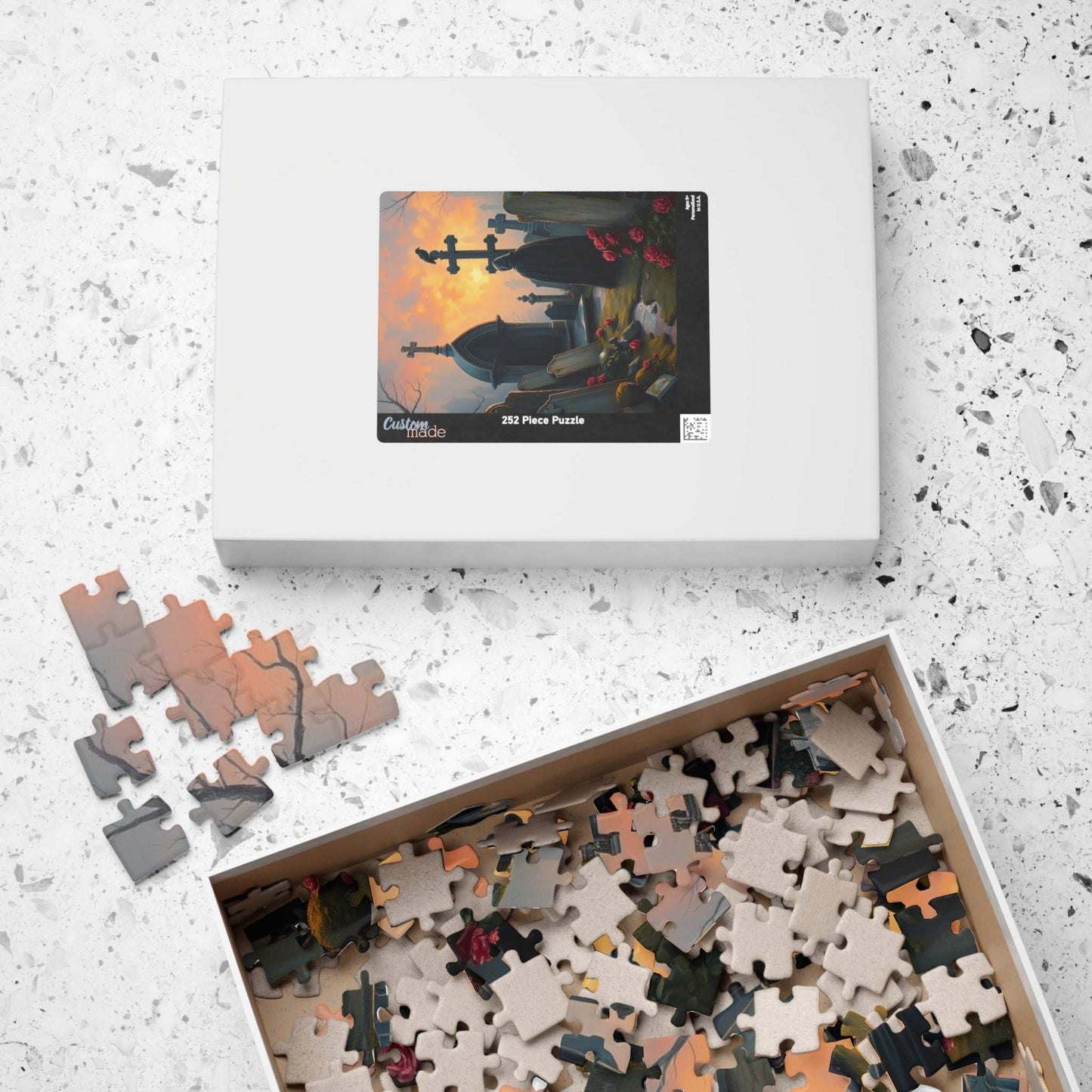 Gothic Graveyard Jigsaw Puzzle, Eerie Dawn Cemetery Scene, Halloween Game Toy, Challenging Quiet Pastime Brain Teaser, Family Activity, Gift Puzzle The Puzzle Chest