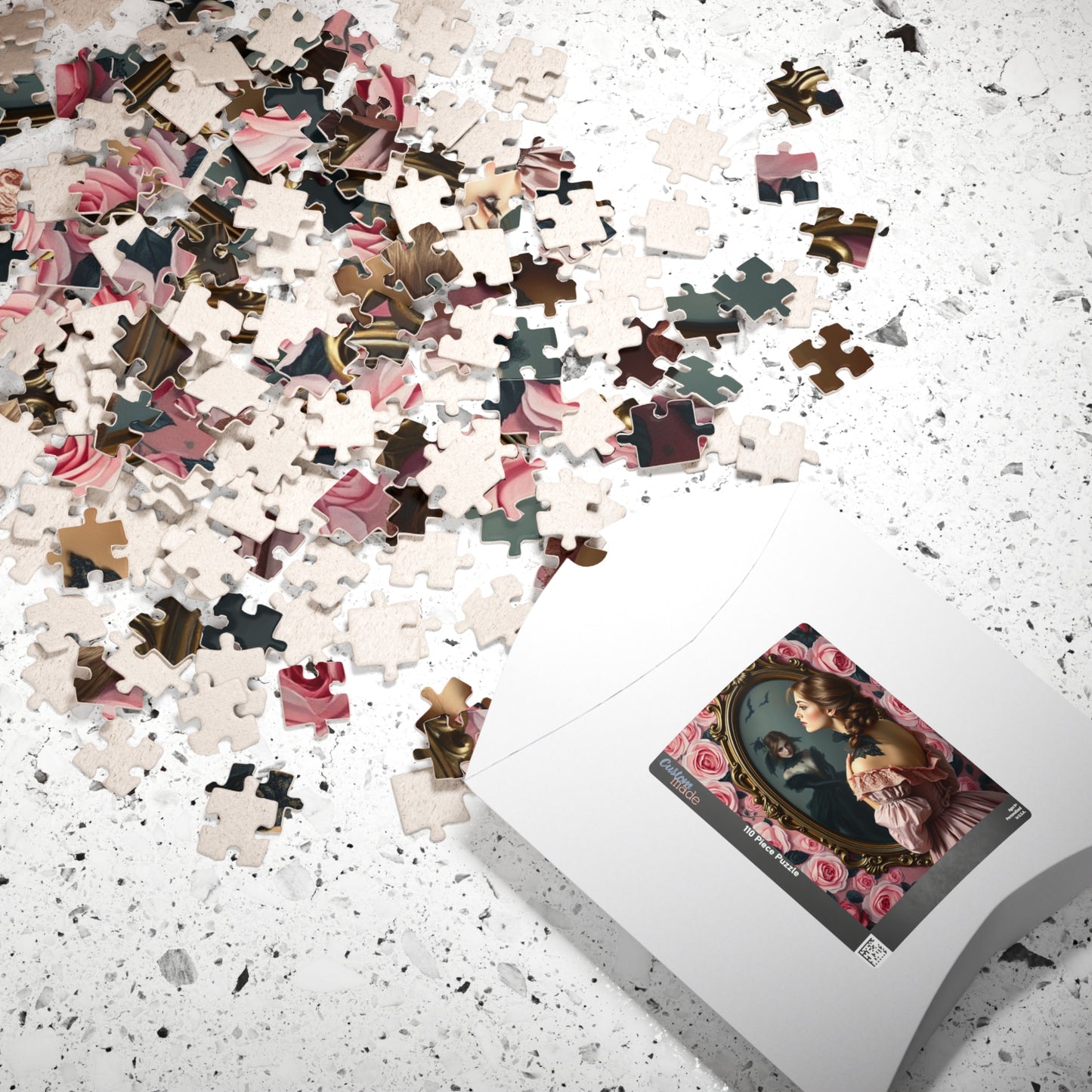 Dark Romance Gothic Puzzle, Victorian Woman and Floral Mirror Transformation Scene, Fantasy Fairytale Jigsaw Game for Adults, Unique Gift Puzzle The Puzzle Chest