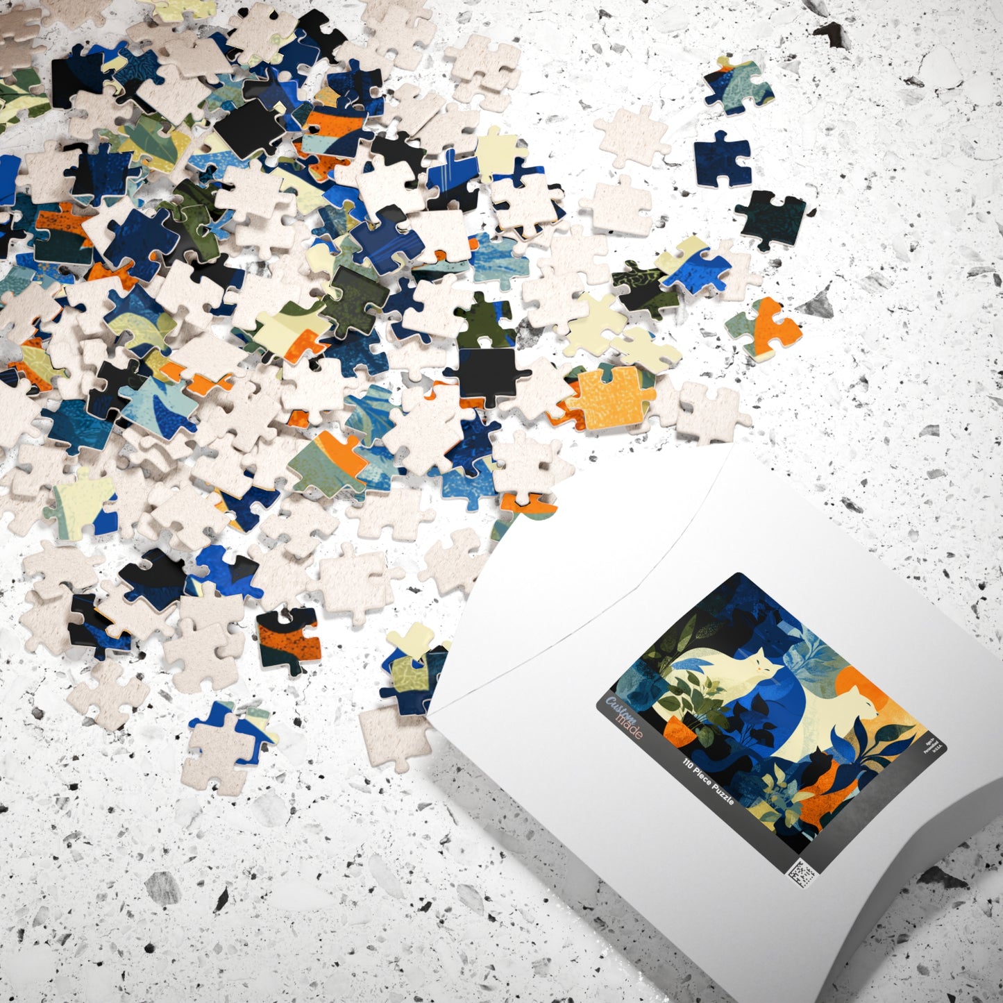 Cats and Plants Collage Jigsaw Puzzle, Animal Theme Abstract Cat Art Puzzle Inspired by Matisse Puzzle The Puzzle Chest
