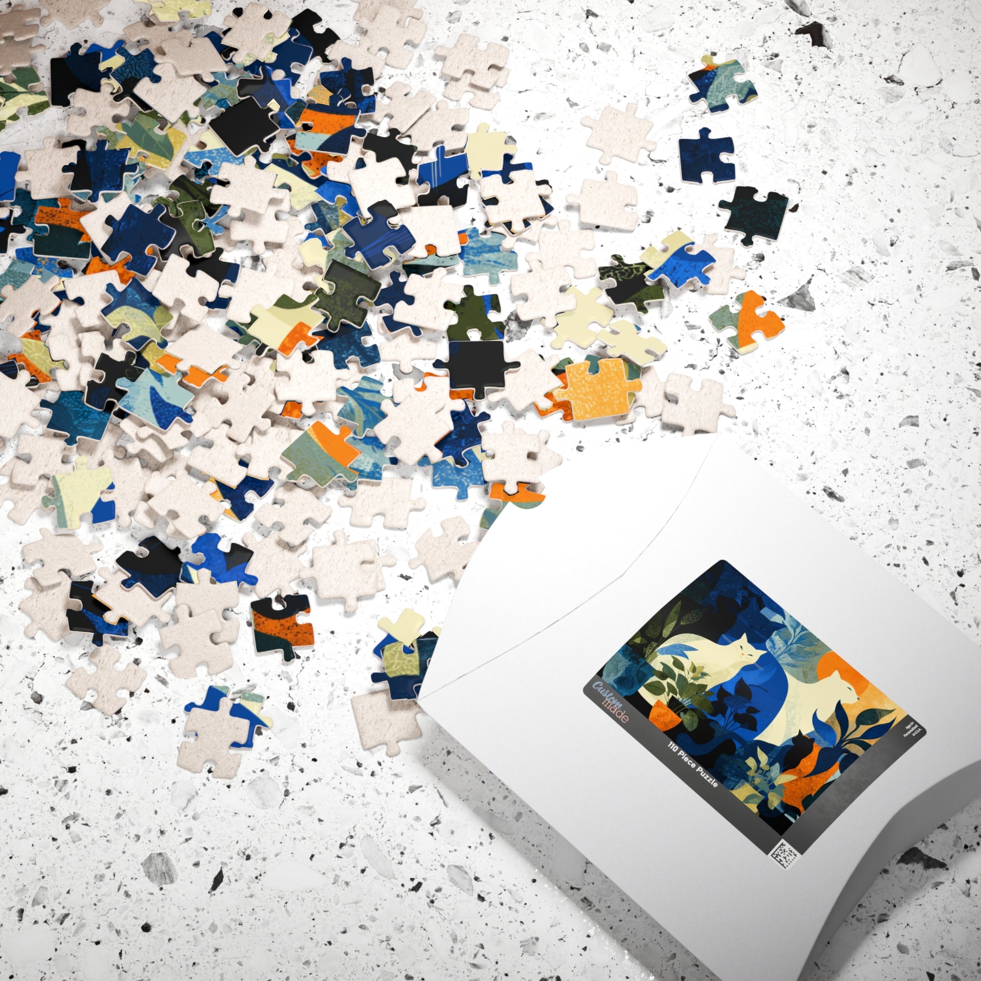 Cats and Plants Collage Jigsaw Puzzle, Animal Theme Abstract Cat Art Puzzle Inspired by Matisse Puzzle The Puzzle Chest