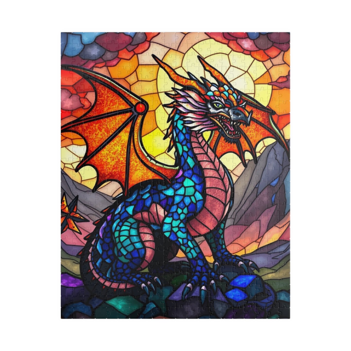 Stained Glass Dragon Puzzle, Colorful Art Jigsaw for Adults, Perfect Gift for Hobbyists, Family Game Night, 110-1014 Pieces 520 pcs (Vertical) Puzzle The Puzzle Chest