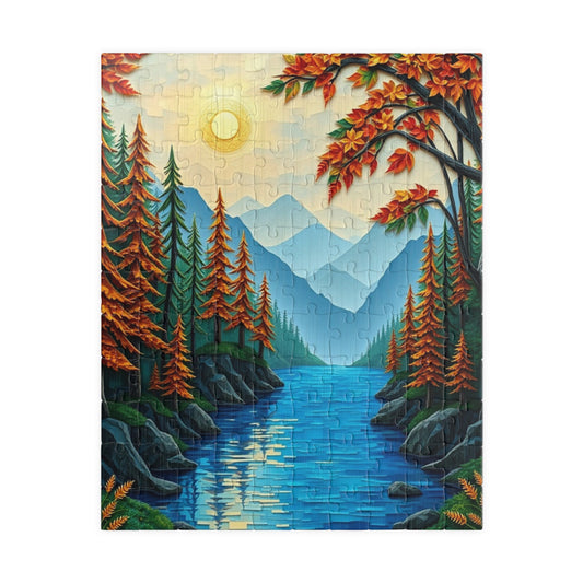 Mosaic Jigsaw Puzzle, Enchanted Forest Sunrise Landscape, 110-1014 Piece, Meditation Relaxation Game, Family Activity, Decorative Art, Gift 110 pcs (Vertical) Puzzle The Puzzle Chest