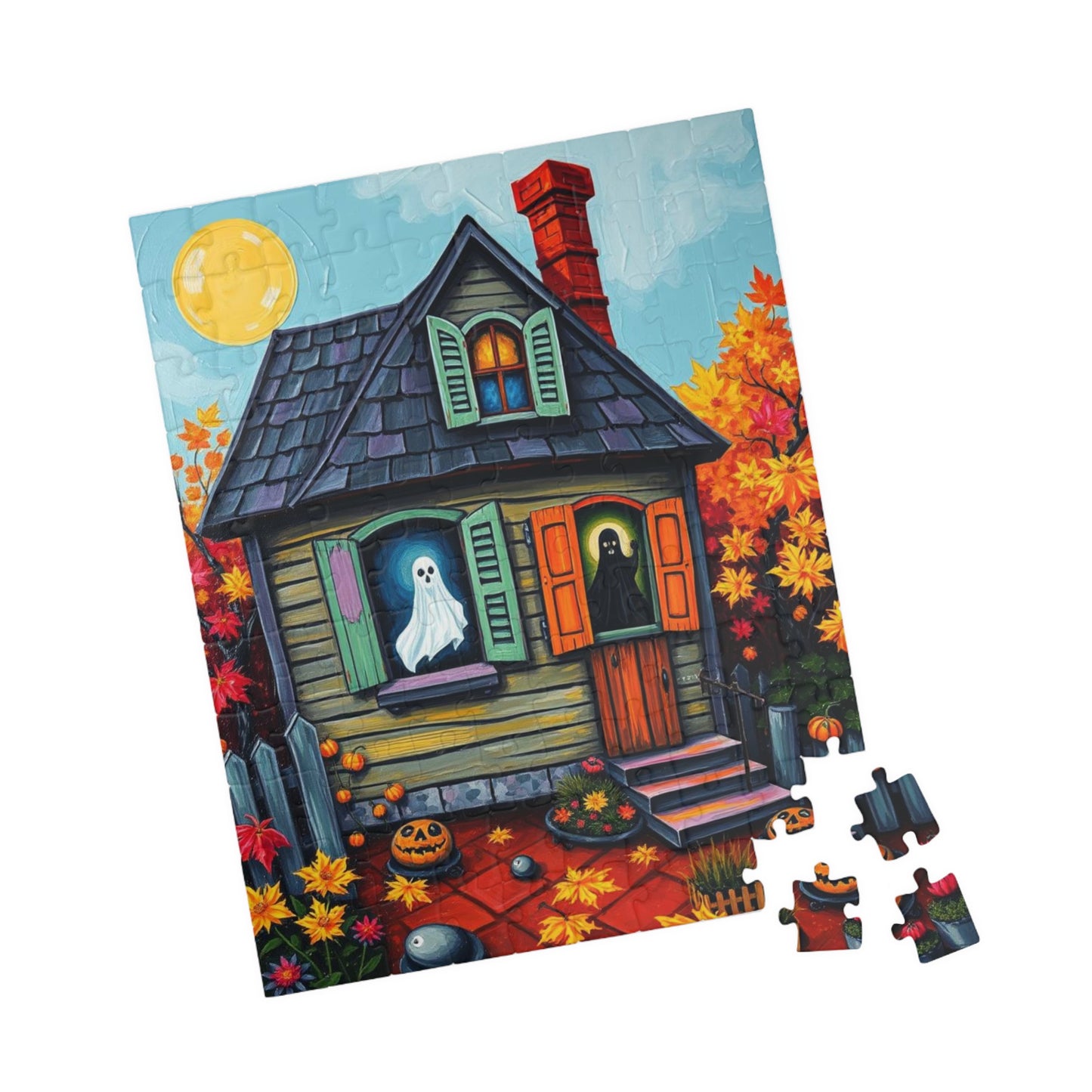 Ghostly Window Watchers Jigsaw Puzzle - Spooky Halloween House, Fun Activity Perfect for Family Game Night, Gift for Friends, Brain Teasers