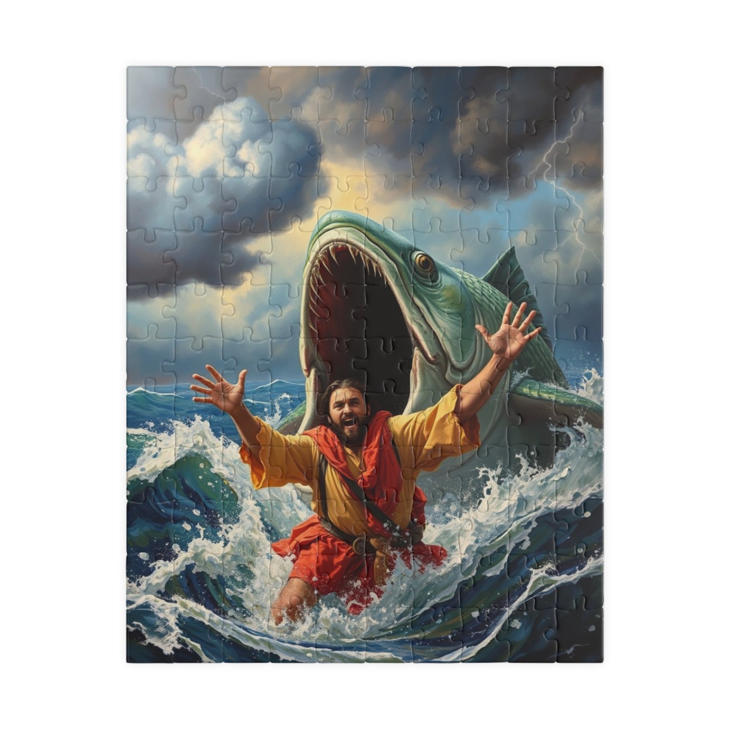 Christian Faith-Based Puzzle, Jonah and the Big Fish Epic Bible Story, Religious Jigsaw Game, Spiritual Gift for Puzzle Lover, Bible Puzzle 110 pcs (Vertical) Puzzle The Puzzle Chest