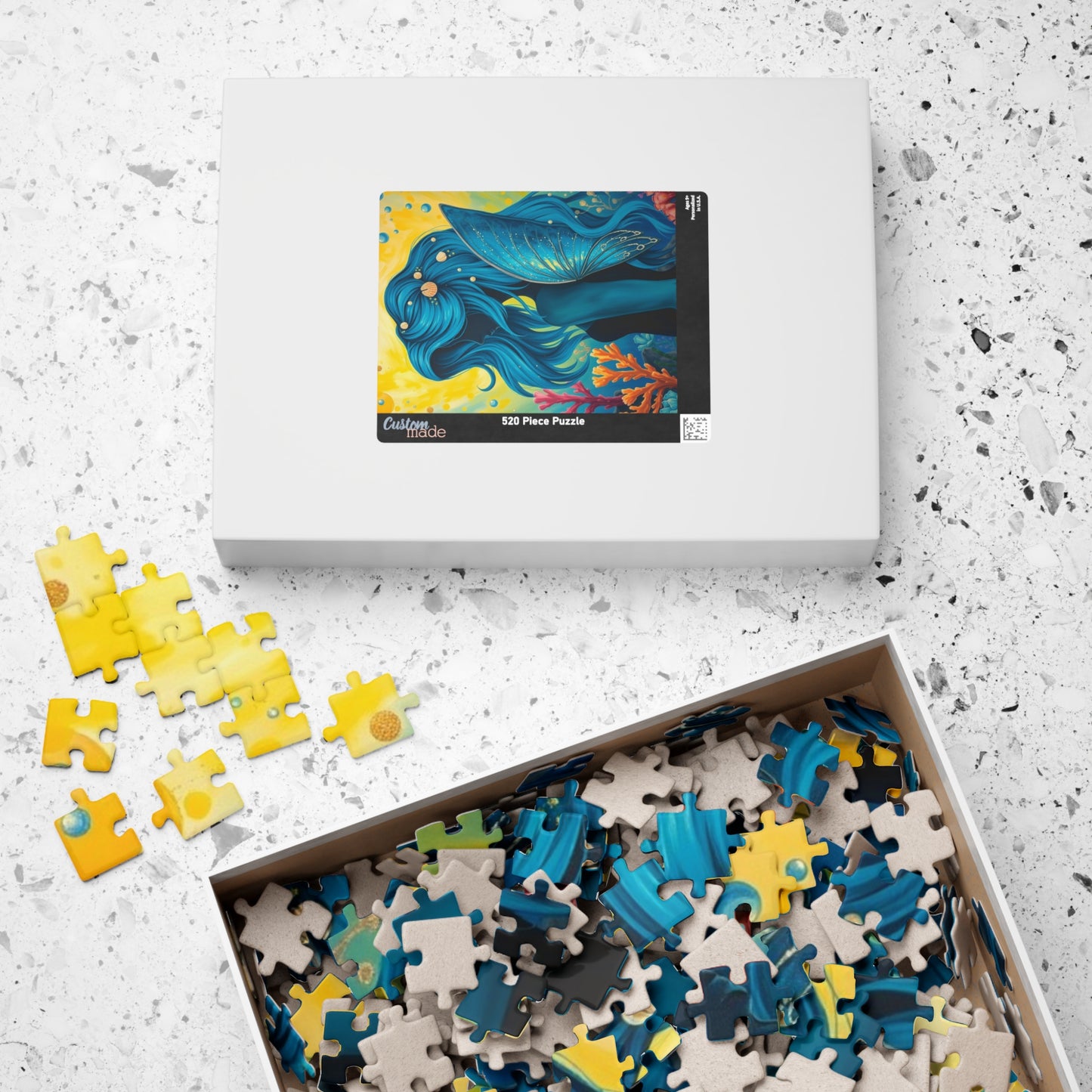 Sea Fairy Jigsaw Puzzle, Mermaid Silhouette Art Underwater Scene, Gift for Her Stress Relief Activity, Mind Challenge, Relaxation Gift Puzzle The Puzzle Chest