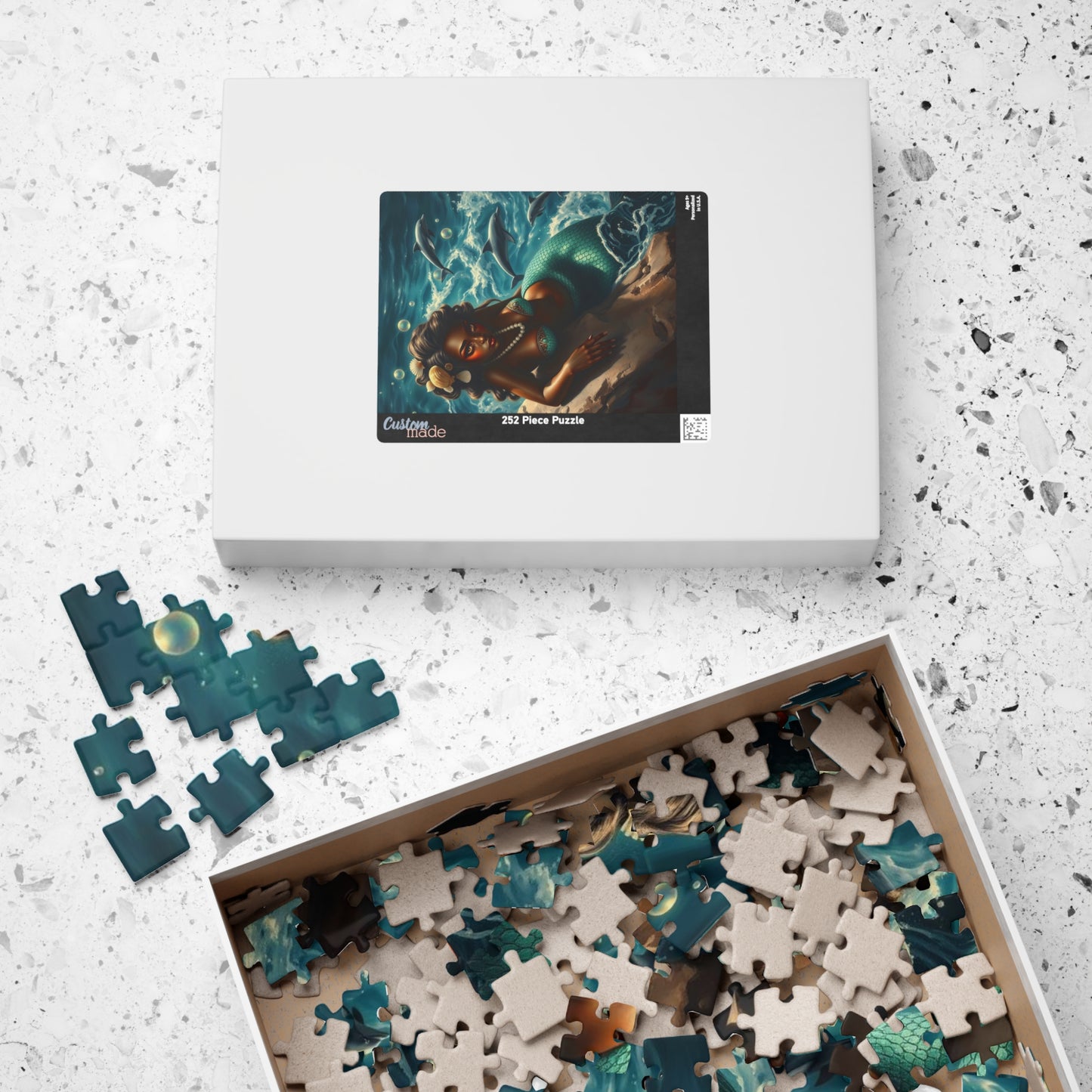 Black Mermaid Jigsaw Puzzle - Enchanting Ocean Black Art, Gift for Sea Lovers, Creative Activity, Home Entertainment, Family Bonding Puzzle The Puzzle Chest