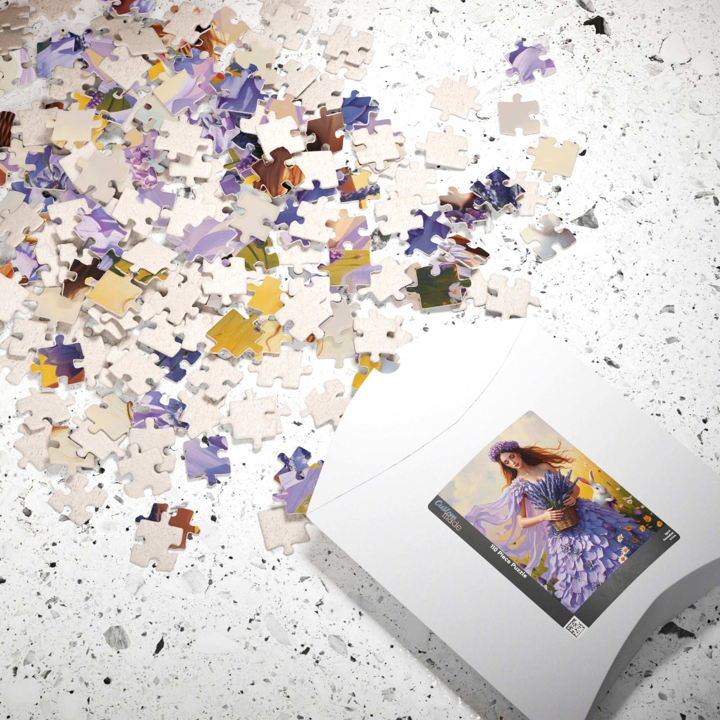 Lady of the Lavender Meadow - Pastel Floral Garden Jigsaw Puzzle for Nature and Flower Lover