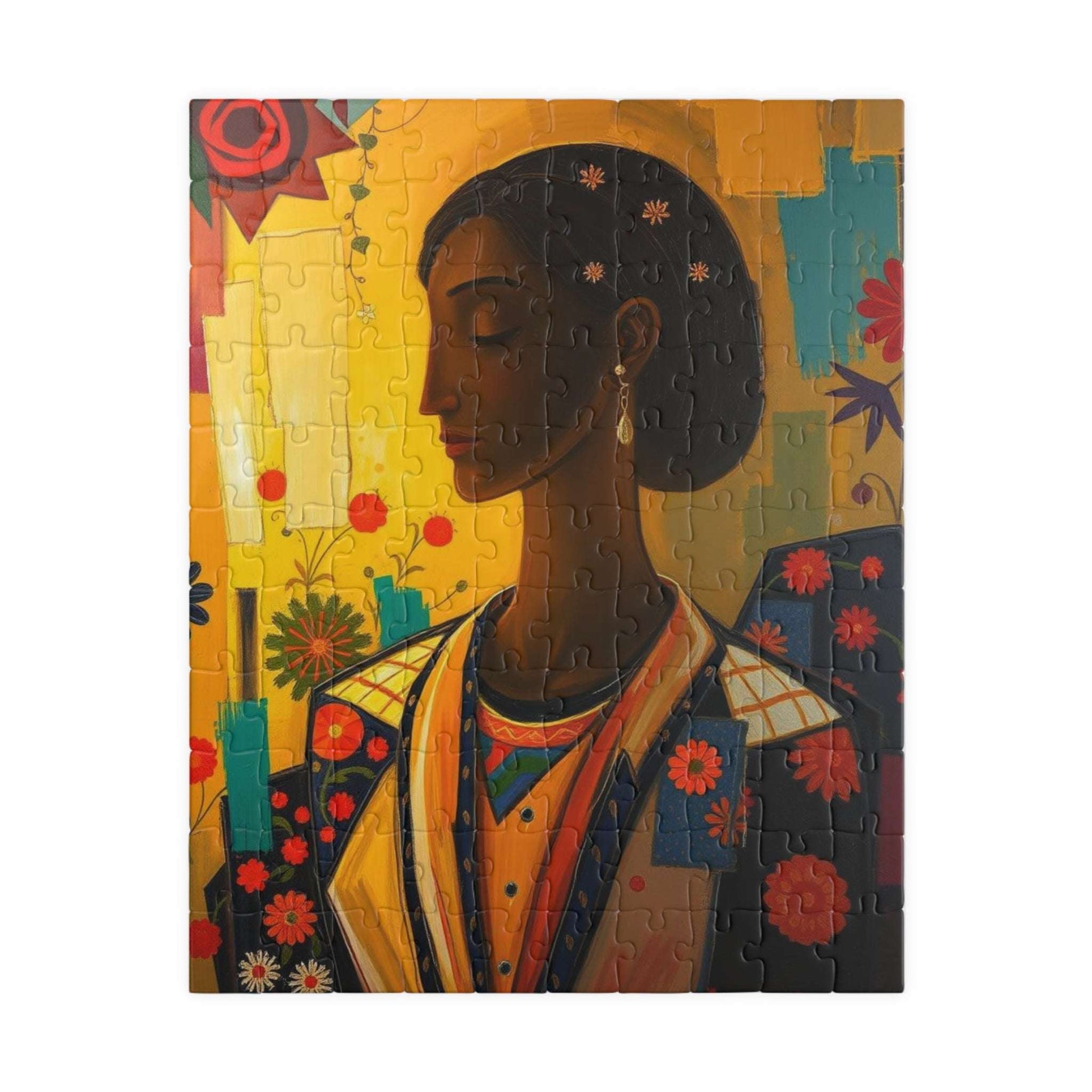 Beautiful Woman Art Puzzle, Afrocentric Jigsaw Game for Adults, Black Art Lover Gift for Friends, Mindful Activity, Mental Exercise 110 pcs (Vertical) Puzzle The Puzzle Chest