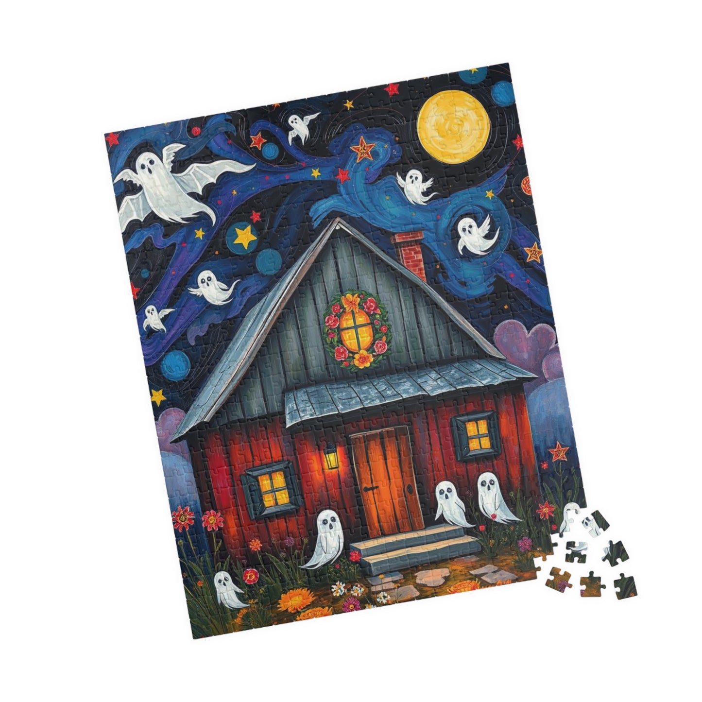 Ghostly Manor Jigsaw Puzzle - Whimsical Haunted House, Halloween Theme Ideal Family Fun Game, Puzzle Lover Gift, Cozy Night Activity, Gifts