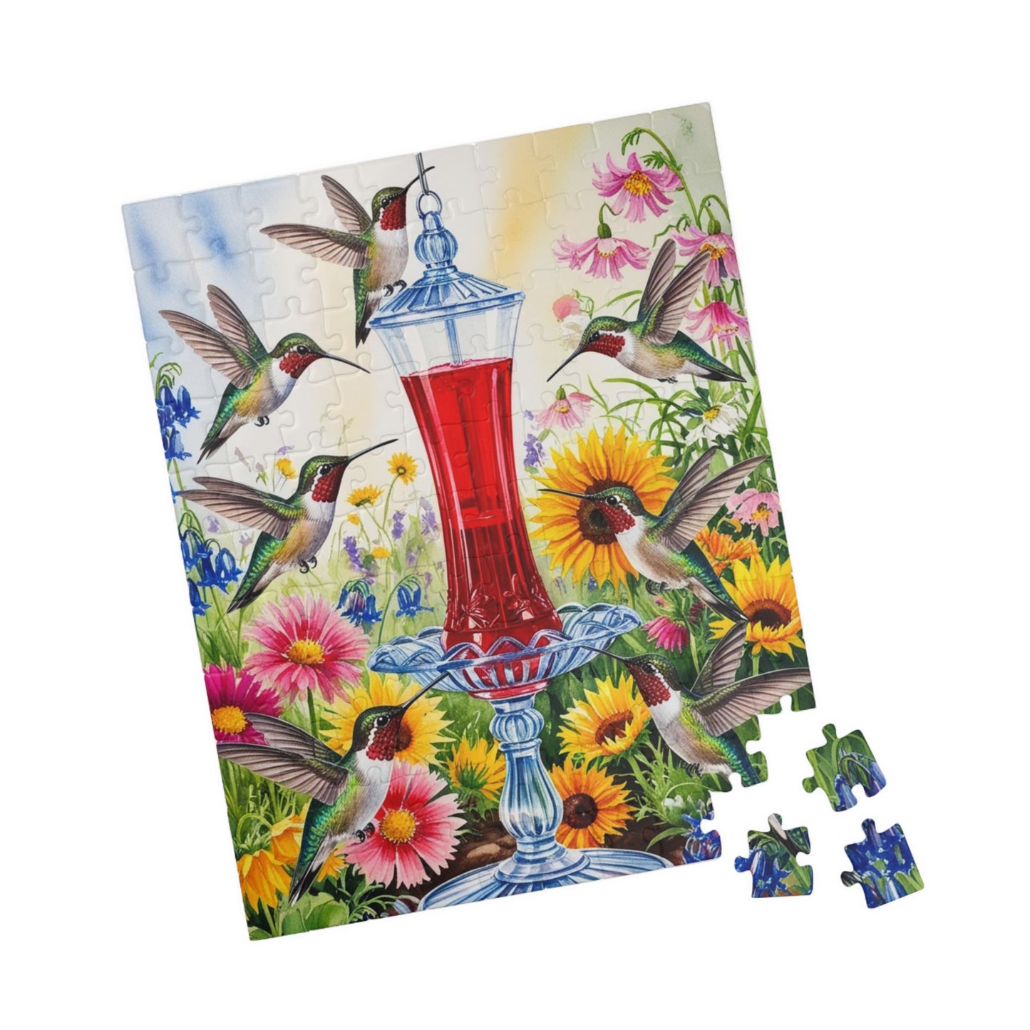 Jigsaw Puzzle - Hummingbirds and Wildflowers, 110-520 Piece, Fun and Relaxing Activity, Great for Bird Lovers. Gift for Nature Enthusiasts Puzzle The Puzzle Chest