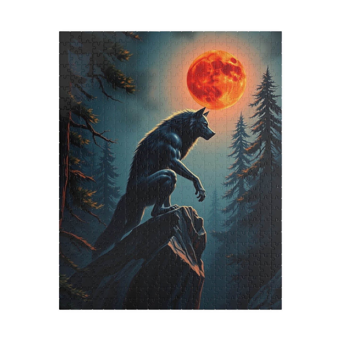 Moonlit Wolf Puzzle - Jigsaw Game for Nature and Animal Lovers, Creative Gift Idea for Friends, Cozy Night In, Family Activity Brain Teaser