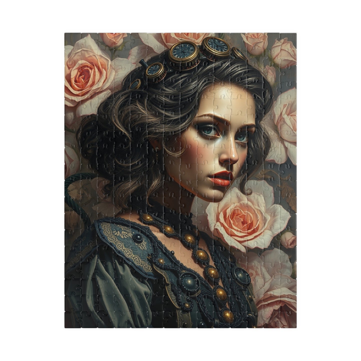 Beautiful Floral Portrait Puzzle, 110-1014 Piece Steampunk Design Jigsaw Game, Unique Gift for Art Lover Puzzle Enthusiast, Family Activity 252 pcs (Vertical) Puzzle The Puzzle Chest
