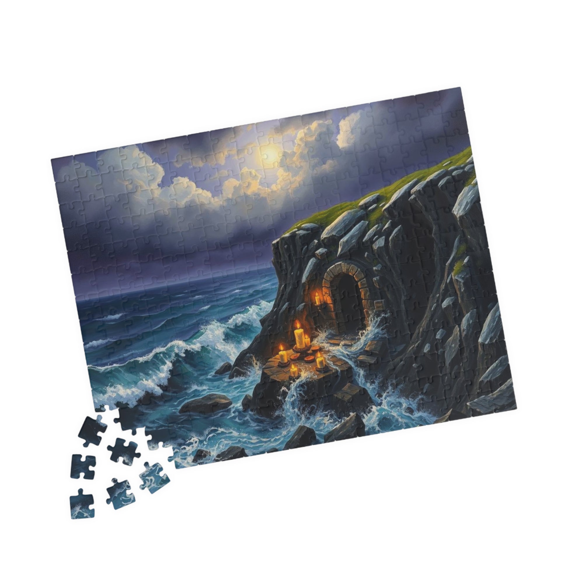 Sepulcher by the Sea Gothic Jigsaw Puzzle, Mystical Coastal Gothic Art Print, Solo Fun Meditation Activity, Gift for Dark Fantasy Lover Puzzle The Puzzle Chest