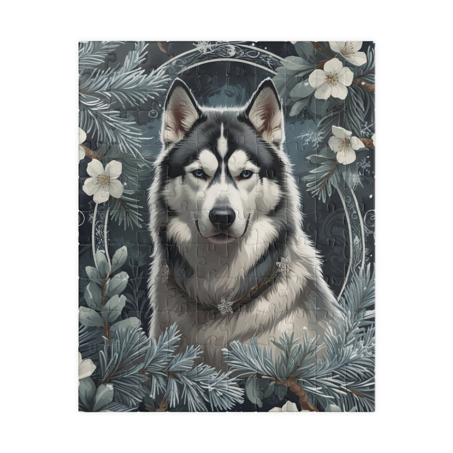 Siberia Husky Vintage Jigsaw Puzzle, Winter Nature-Inspired Dog Theme Puzzle Gift for Art Lover Dog Enthusiast Hobbyist, Fun Family Friendly
