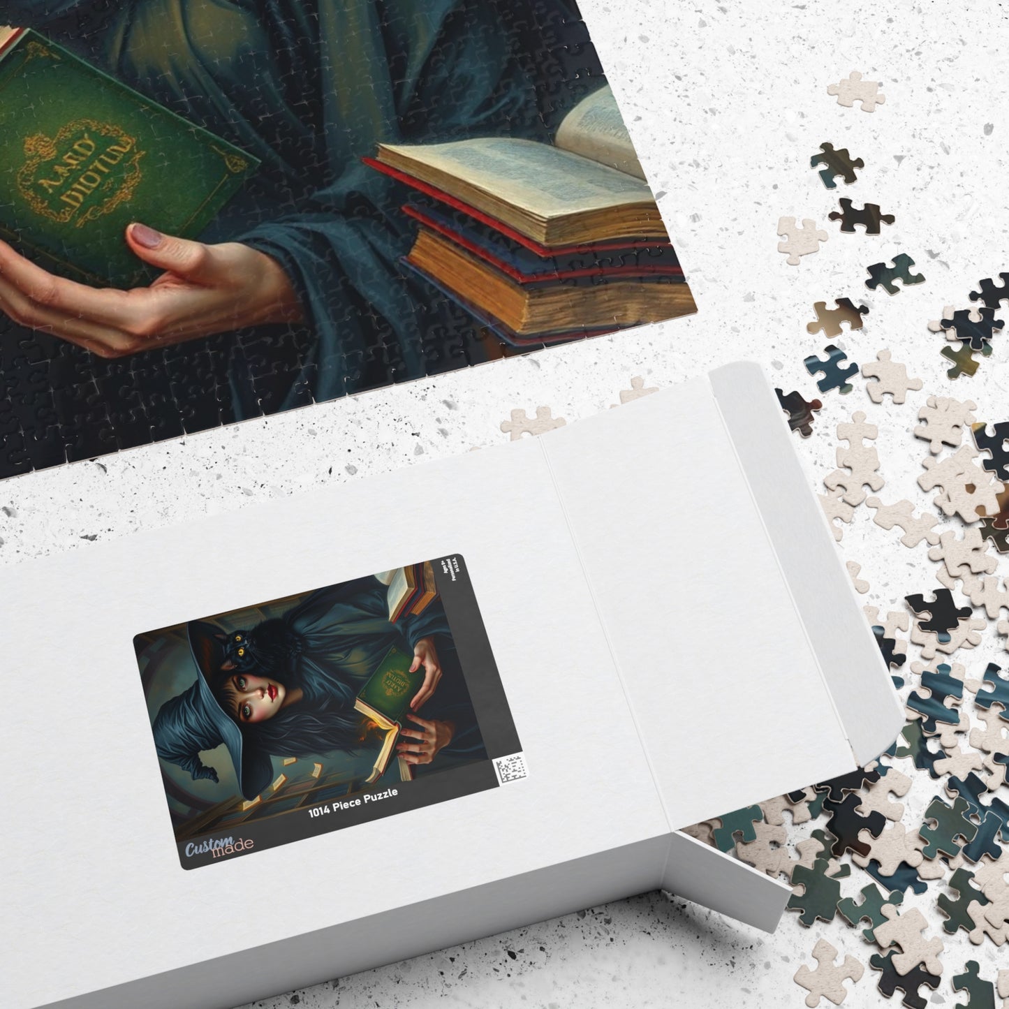 Gothic Witch Puzzle, 110, 252, 520, 1014-Piece Black Cat Dark Library Jigsaw Game for Adults, Halloween Decor, Unique Gift, Witchcraft Art Puzzle The Puzzle Chest