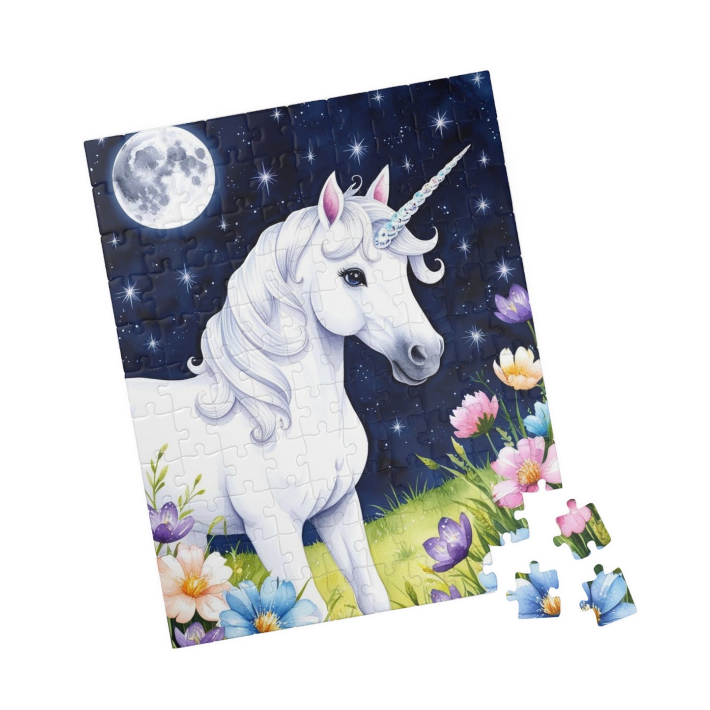 Beautiful Unicorn Puzzle, Mythical Creature Jigsaw, Moonlit Meadow Fantasy Floral Tabletop Game, Family Entertainment, Best Unique Gift Idea Puzzle The Puzzle Chest