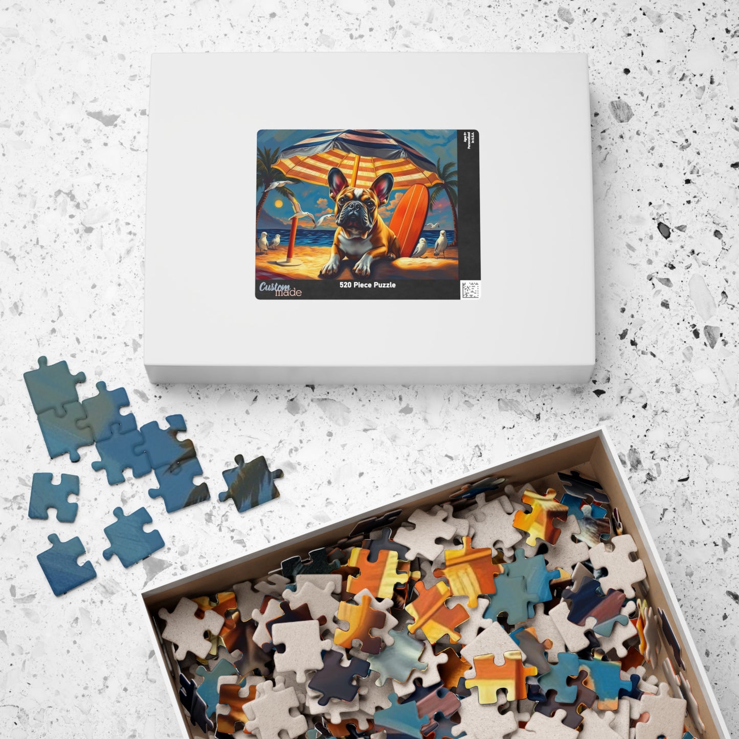 Beach Vibes Puzzle - French Bulldog, 110/252/520/1014-Piece, Fun Home Activity, Gifts for Dog Lovers, Family Game Night, Puzzle for Adults