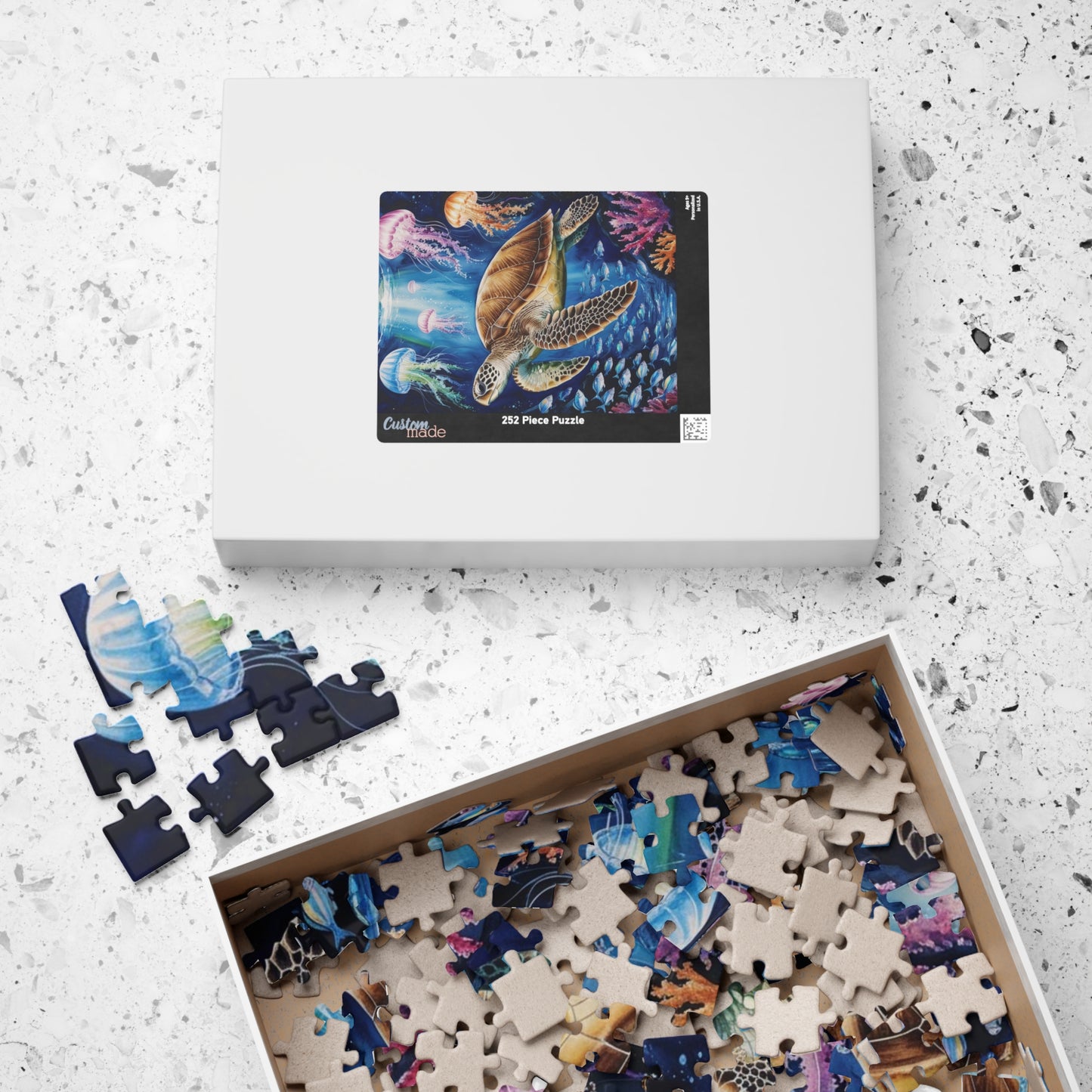 Jigsaw Puzzle, Sea Turtle Ocean Trench Glow in the Dark, 110 252 520 1014 Pieces, Family Game Night Gift, Relaxing Hobby Activity, Home