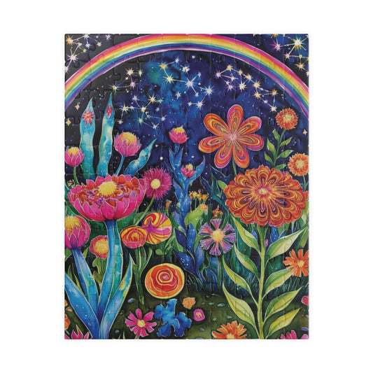 Trippy Puzzle, Glow in the Dark Garden, Otherworldly Hues Jigsaw Puzzle Game for Adults, Mind-Bending Design for Puzzle Lover, Enthusiasts 110 pcs (Vertical) Puzzle The Puzzle Chest