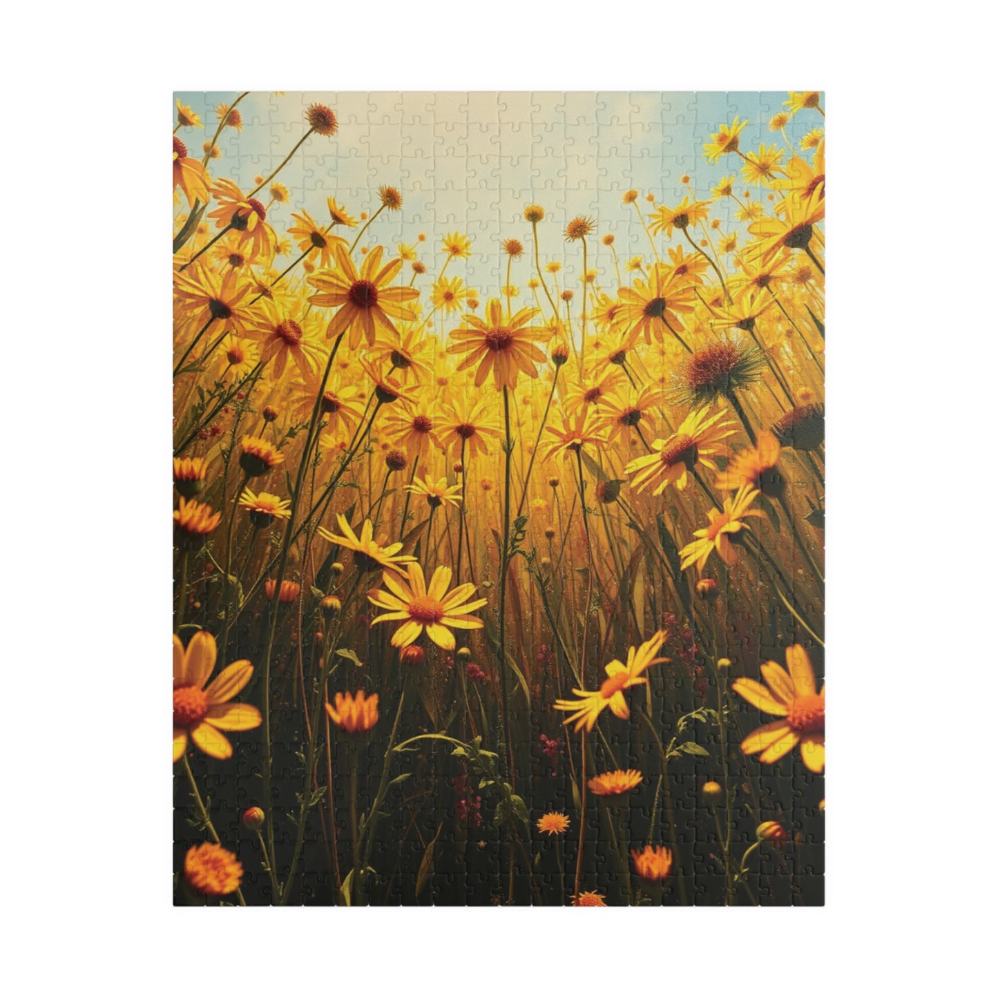 Golden Wildflower Field Puzzle, Bright Floral Flower Landscape Jigsaw Game, Mindful Challenge, Nature Themed Puzzle Lover Gift, Family Fun 520 pcs (Vertical) Puzzle The Puzzle Chest